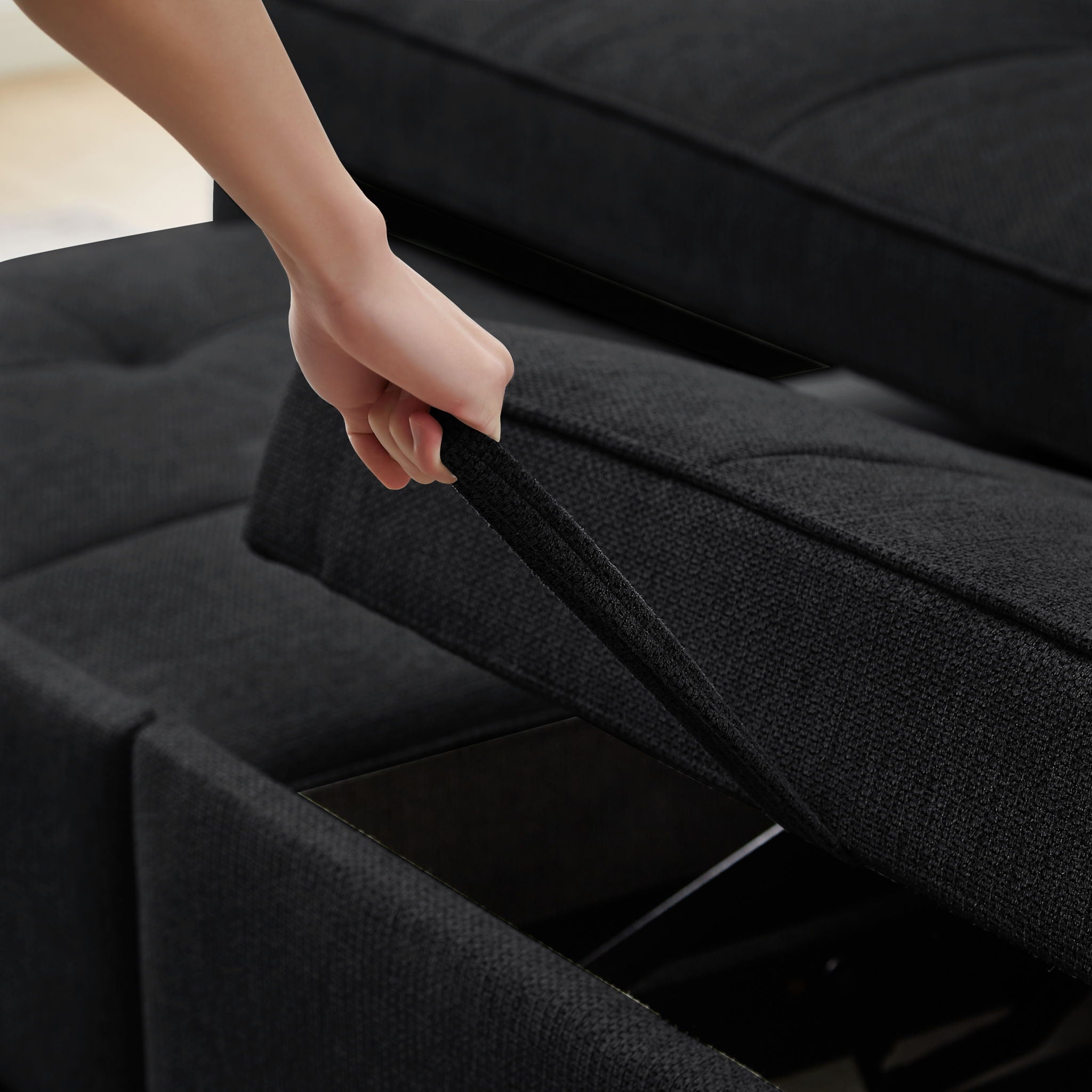 3 In 1 Convertible Sleeper Sofa Bed, Reclining Backrest, Pillows, Pockets