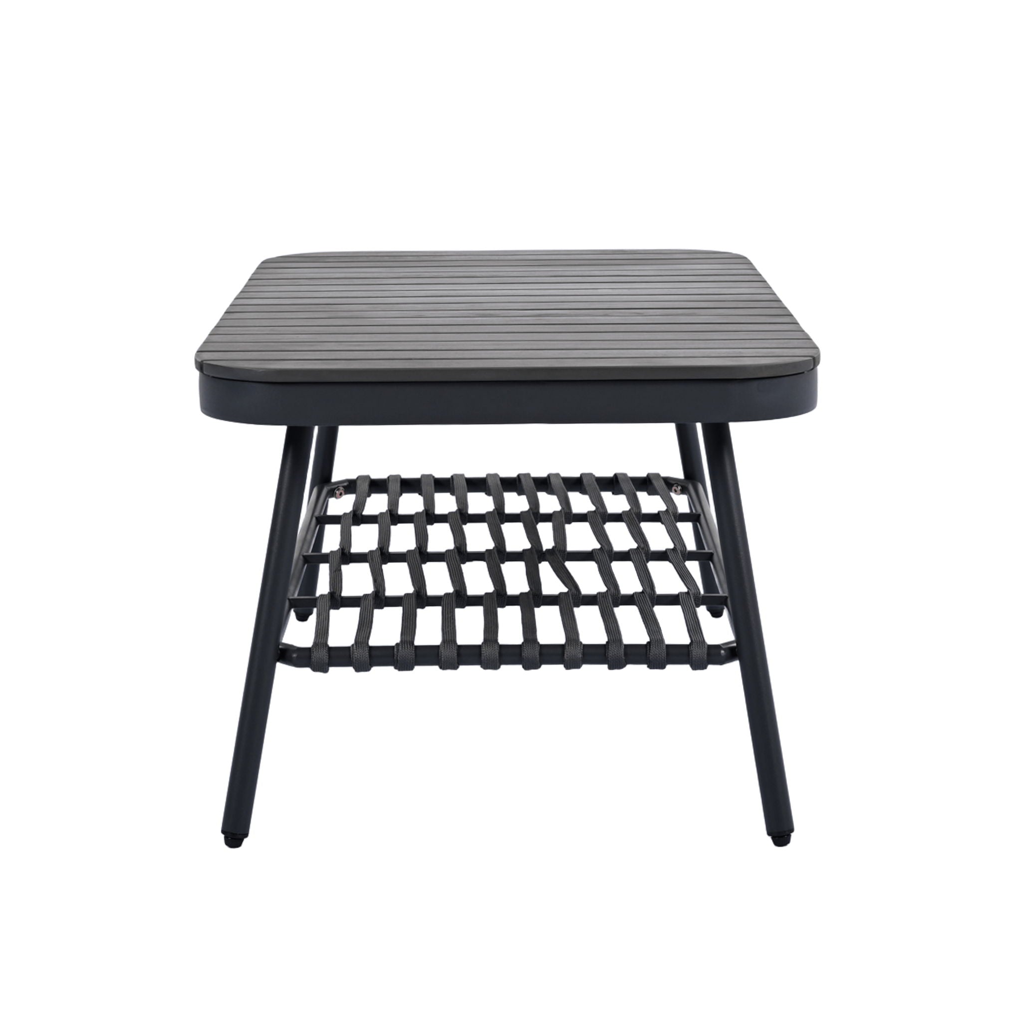 4 Piece Outdoor Patio Furniture Set, Metal Chairs With Woven Rope U Shaped Backrest