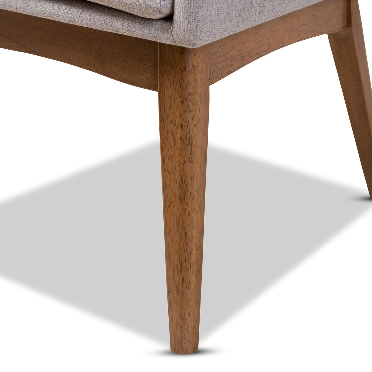Dorina Mid-Century Modern Greyish Beige Fabric Upholstered and Walnut Brown Finished Wood 5-Piece Dining Set