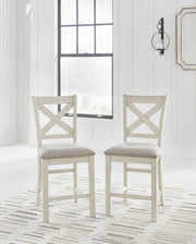 Signature Design by Ashley® Robbinsdale - Antique White - Upholstered Barstool (Set of 2) | Meri Furniture