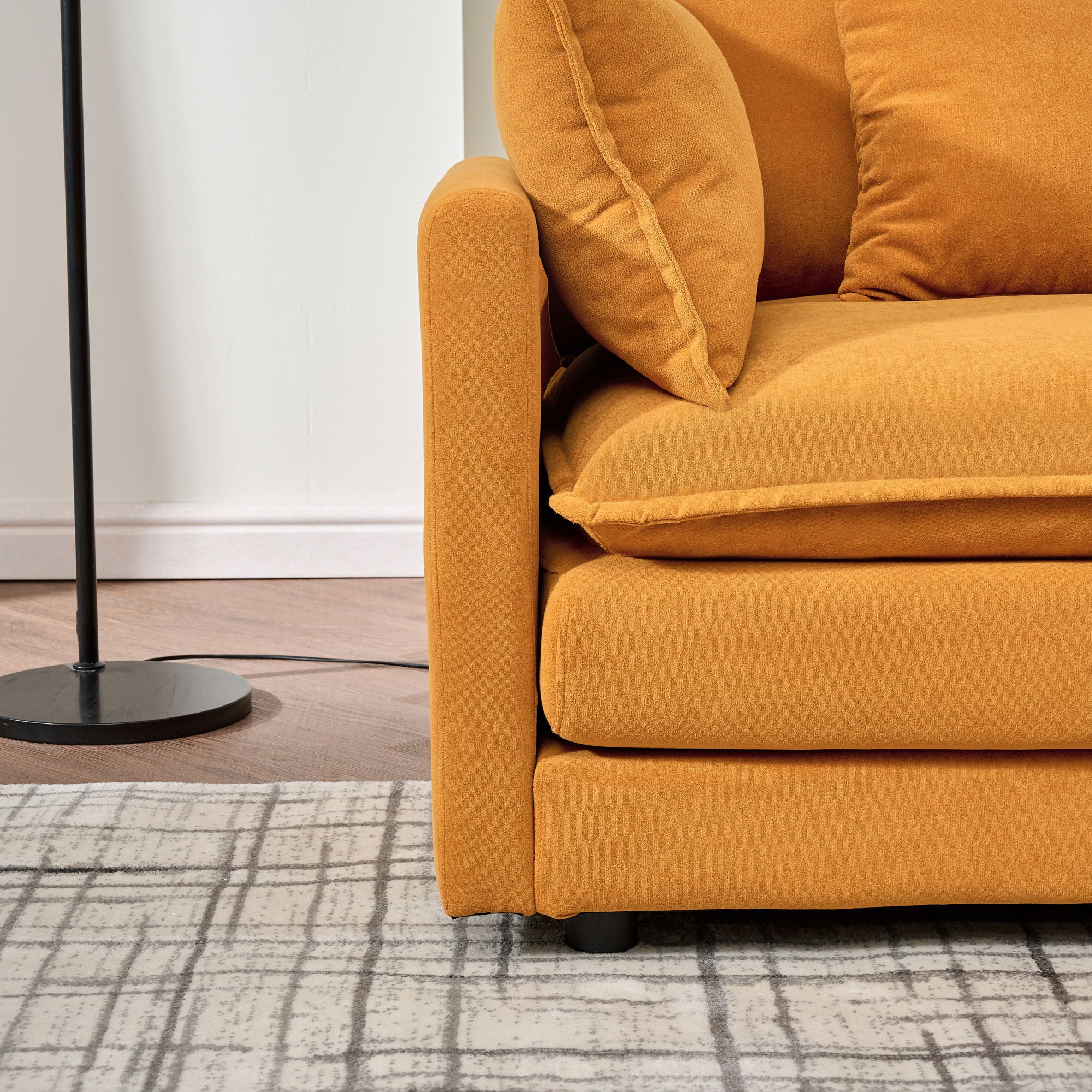 Modular Ottoman Style Deep Seat Sofa With Cushions