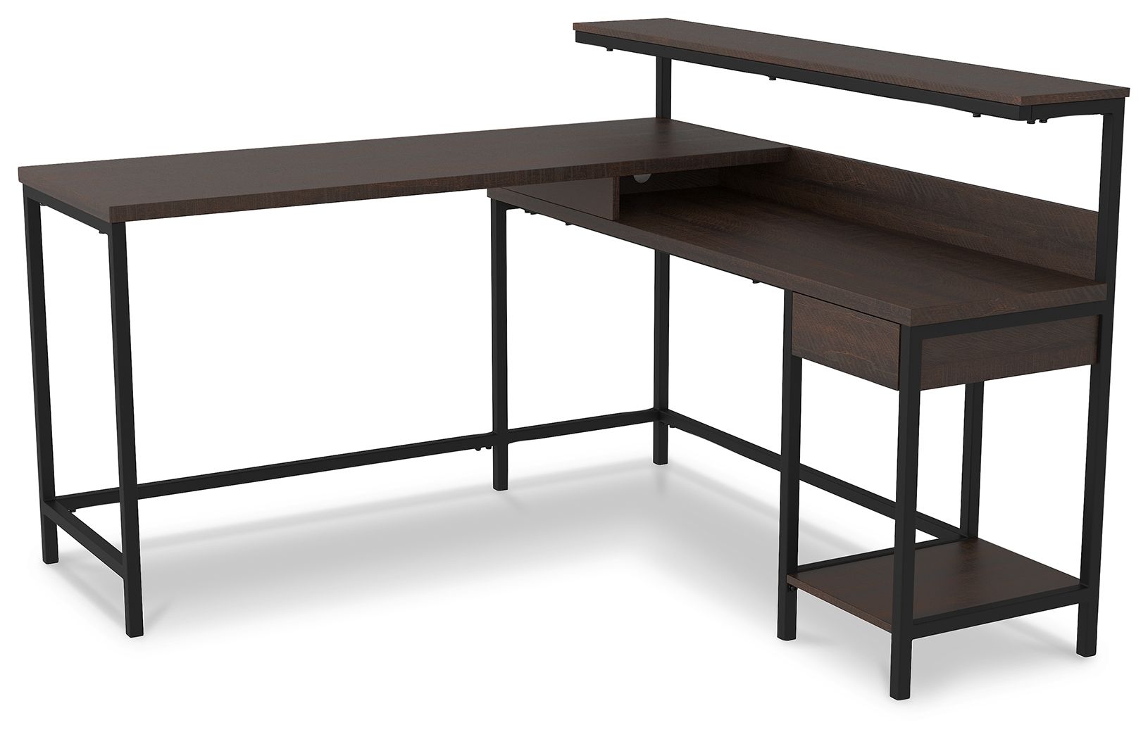 Ashley Furniture Camiburg - Warm Brown - L-desk With Storage | Meri Furniture