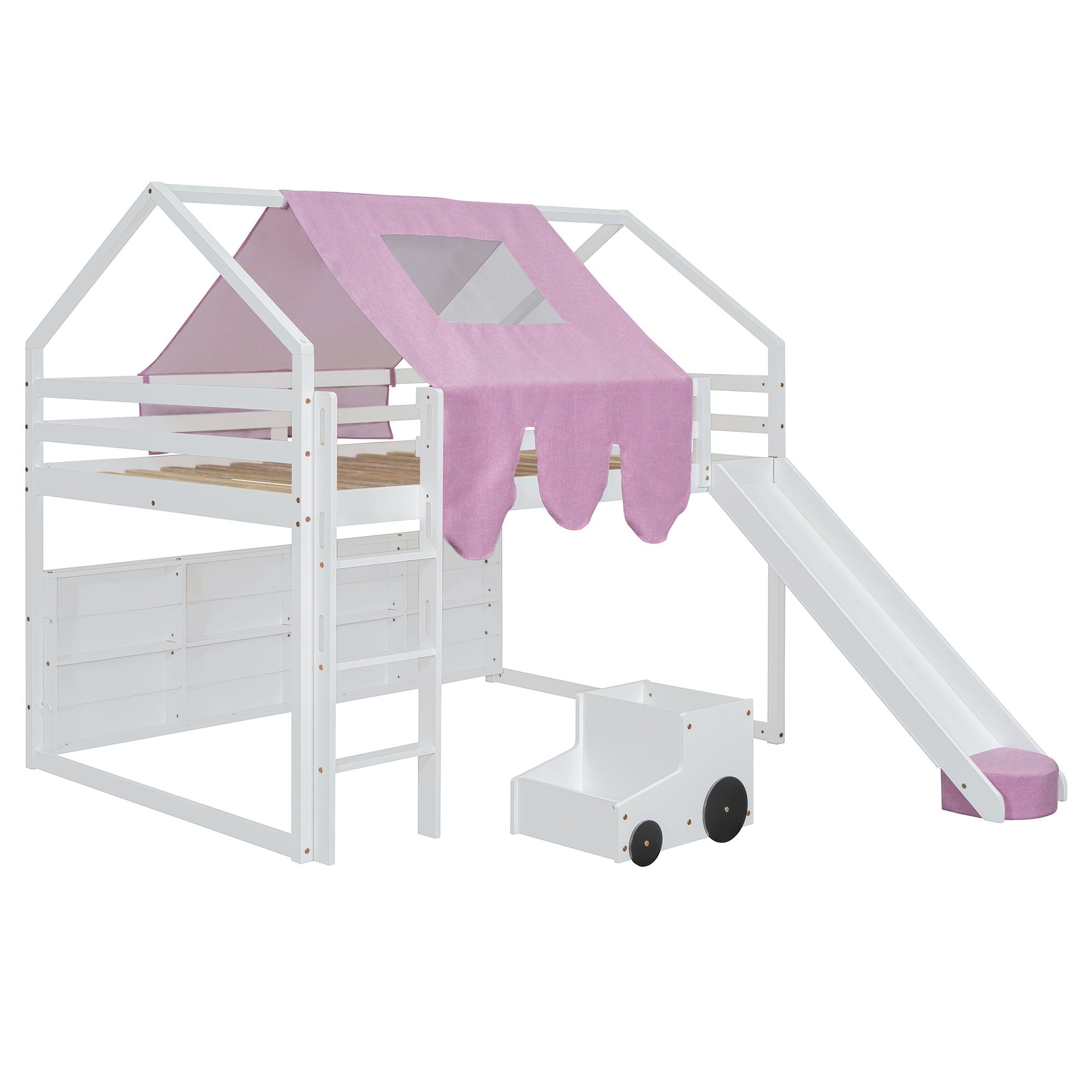 Loft Bed With House Shaped Frame And Tent