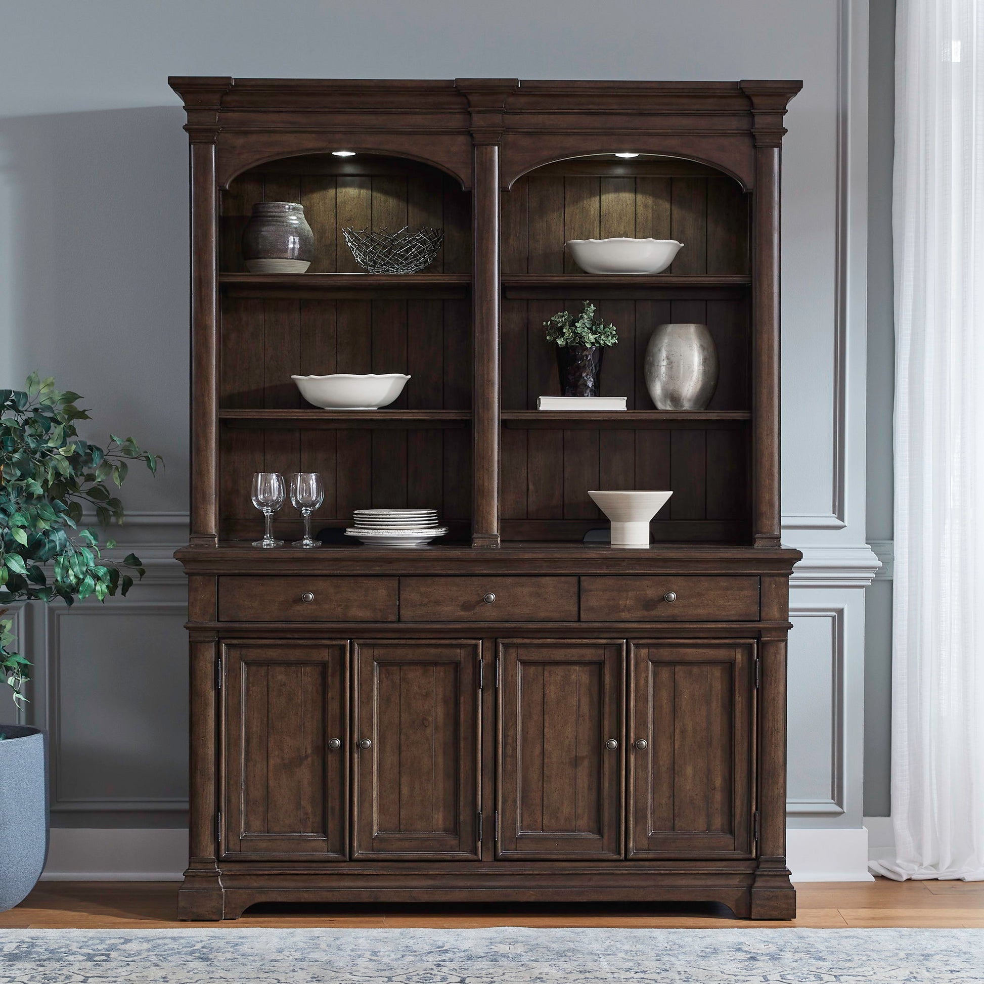 Liberty Furniture Arden Road - Hutch & Buffet - Satin Cherry | Meri Furniture