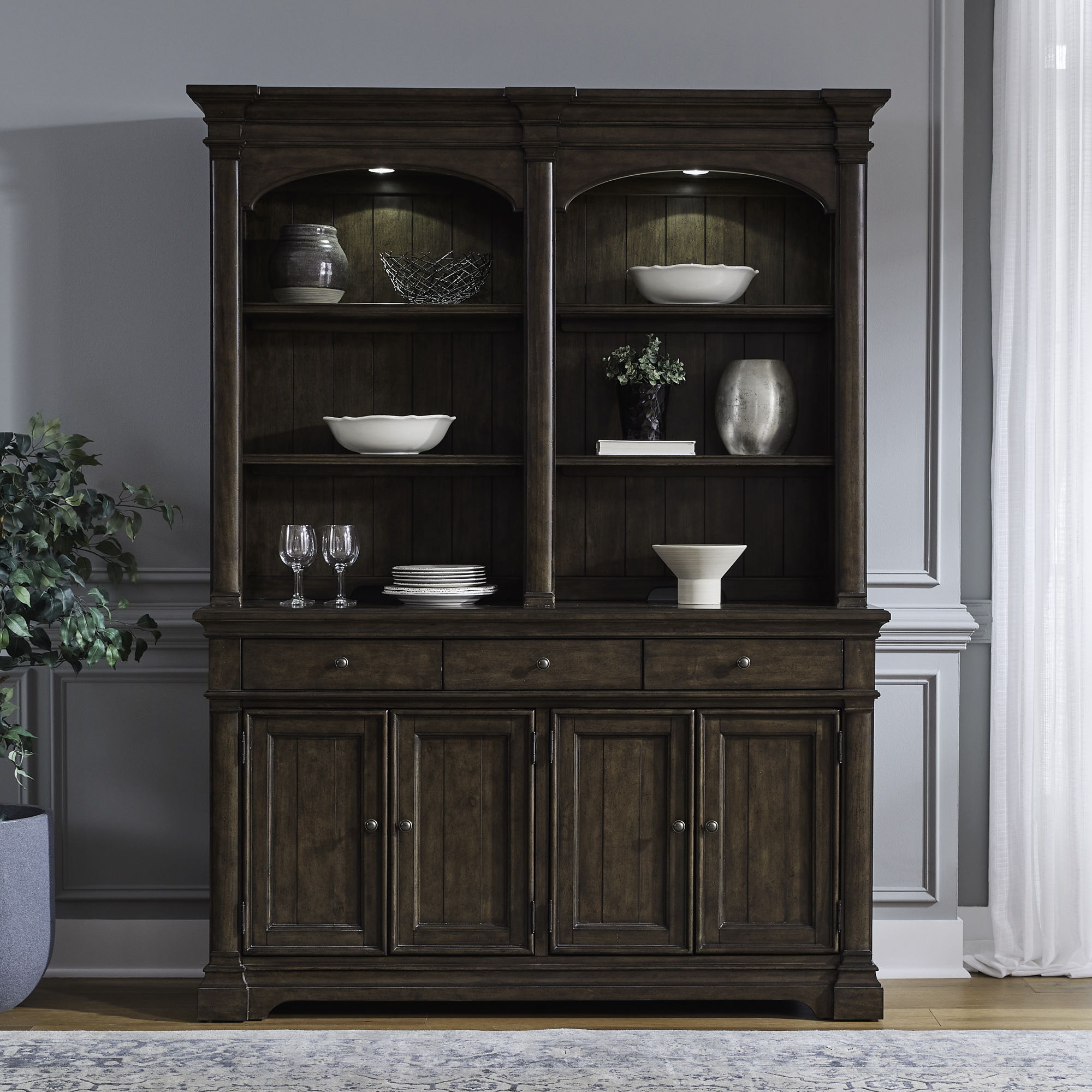 Liberty Furniture Arden Road - Hutch & Buffet - Satin Cherry | Meri Furniture