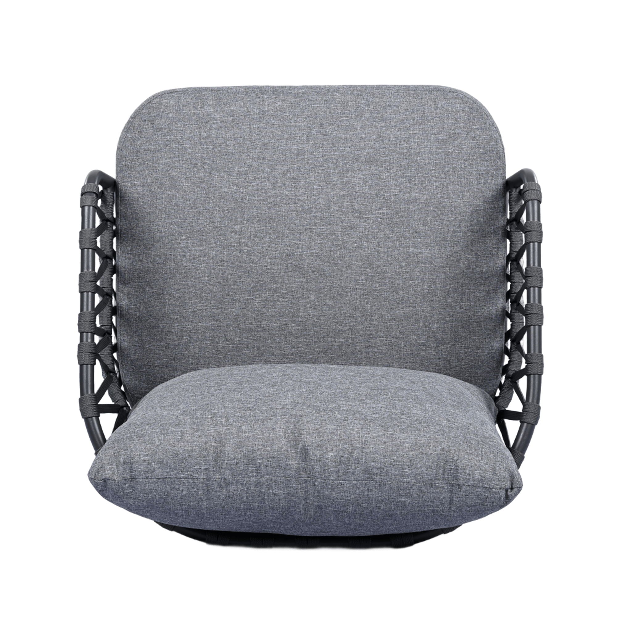 4 Piece Outdoor Patio Furniture Set, Metal Chairs With Woven Rope U Shaped Backrest