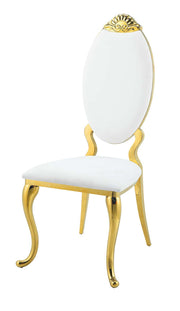 ACME Fallon - Side Chair (Set of 2) - White PU & Mirroed Gold Finish | Meri Furniture