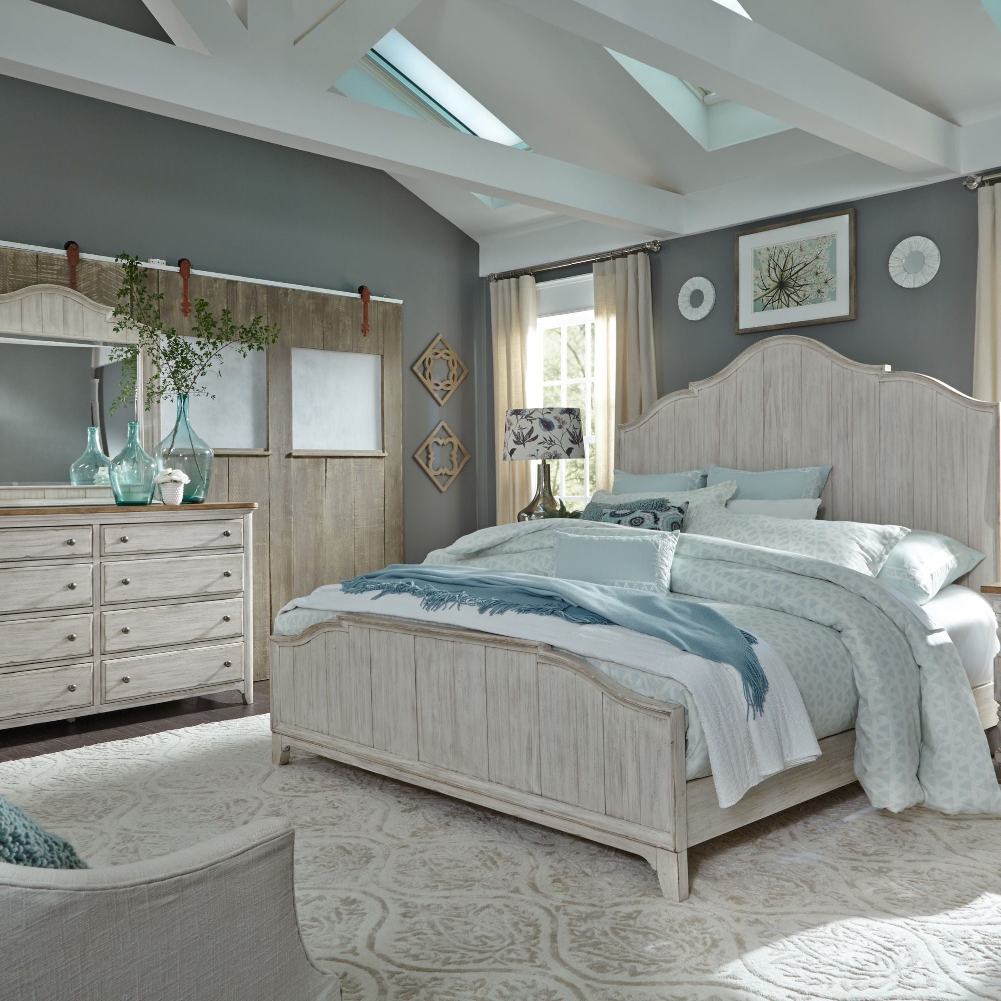 Liberty Furniture Farmhouse Reimagined - Panel Bed, Dresser & Mirror | Meri Furniture