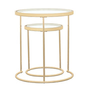 Maylin - 2 Piece Round Glass Top Nesting Table Set - Gold