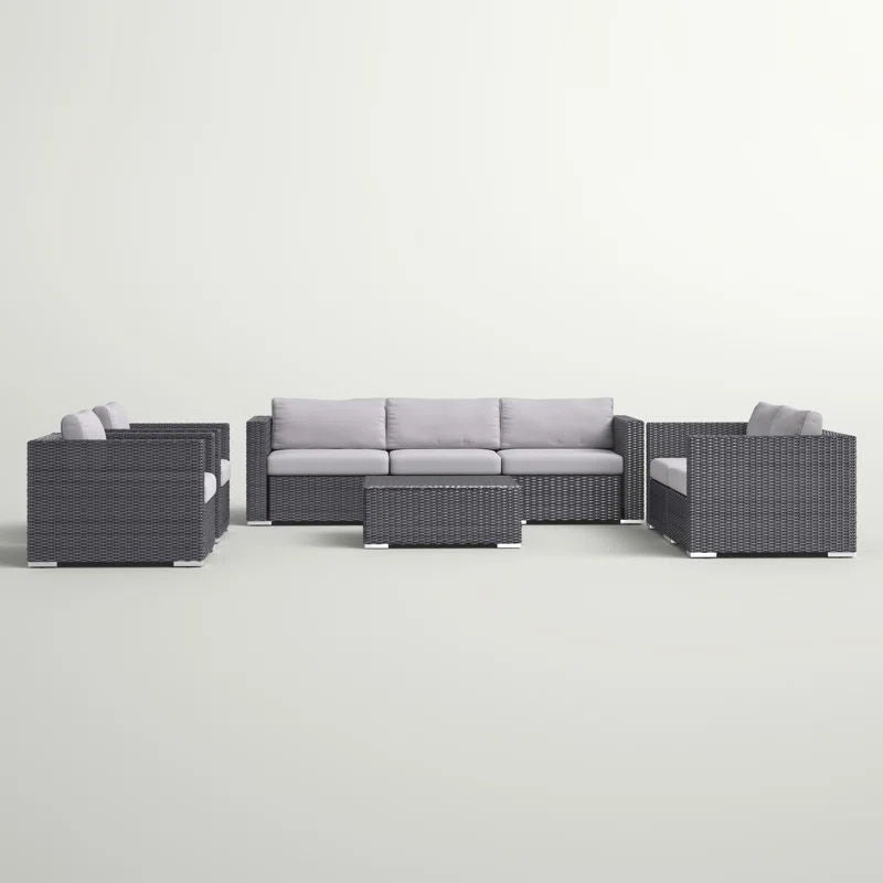 7 Person Outdoor Seating Group With Cushions - Gray / Silver