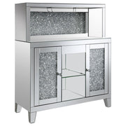 Coaster Fine Furniture Yvaine - 2-Door Mirrored Acrylic Home Bar Wine Cabinet - Silver | Meri Furniture