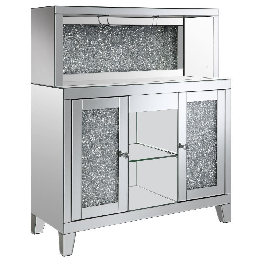 Coaster Fine Furniture Yvaine - 2-Door Mirrored Acrylic Home Bar Wine Cabinet - Silver | Meri Furniture