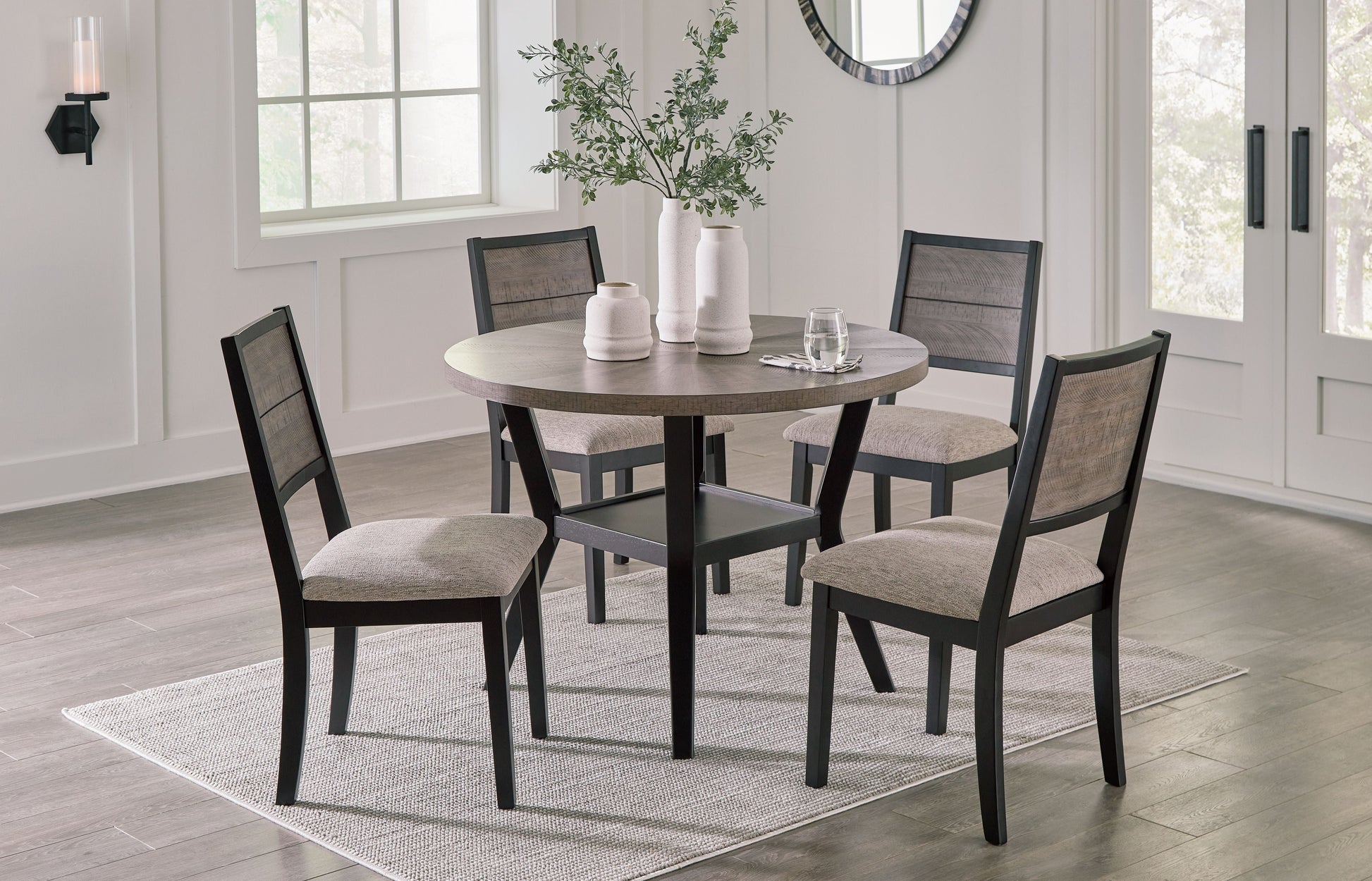 Signature Design by Ashley® Corloda - Black / Gray - Round Drm Table Set (Set of 5) | Meri Furniture