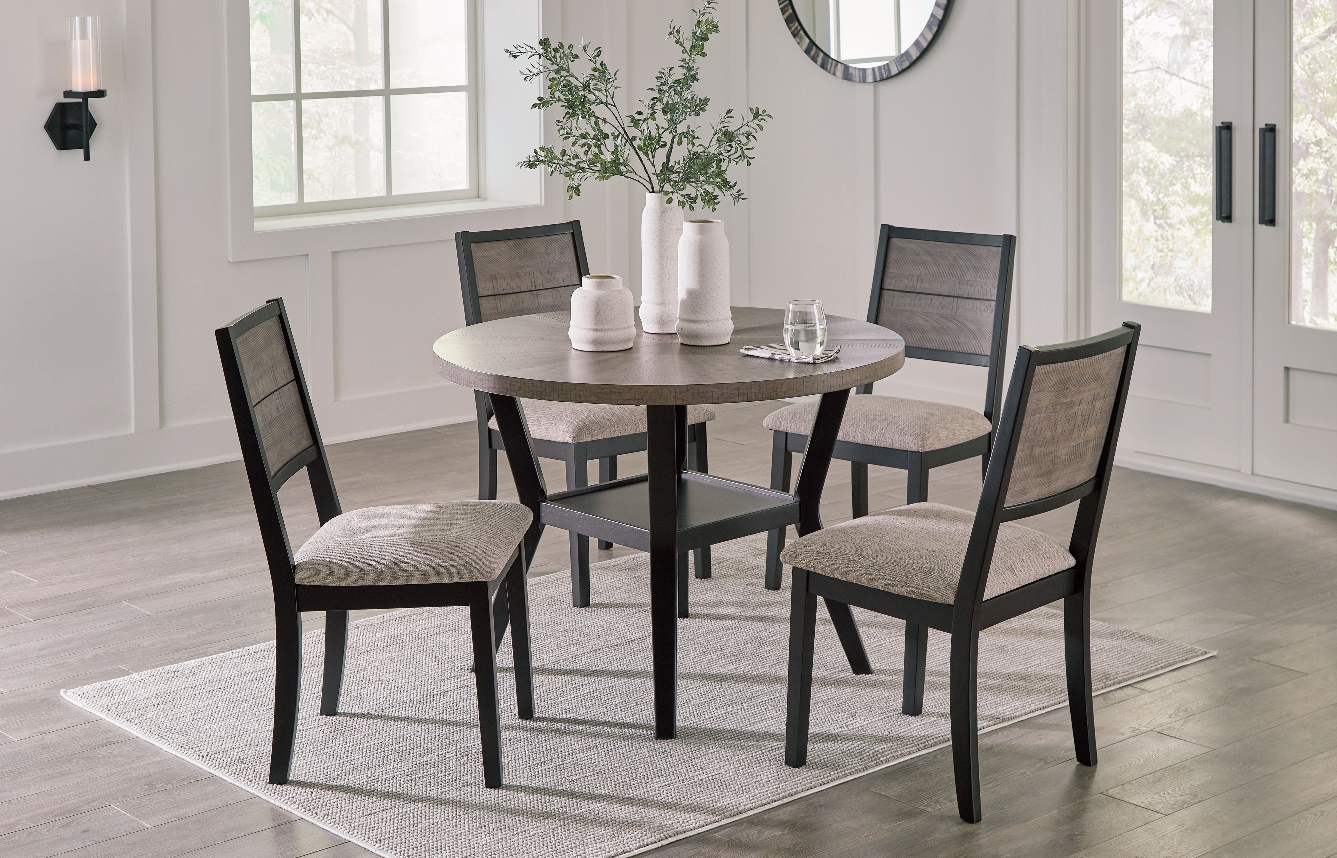 Signature Design by Ashley® Corloda - Black / Gray - Round Drm Table Set (Set of 5) | Meri Furniture