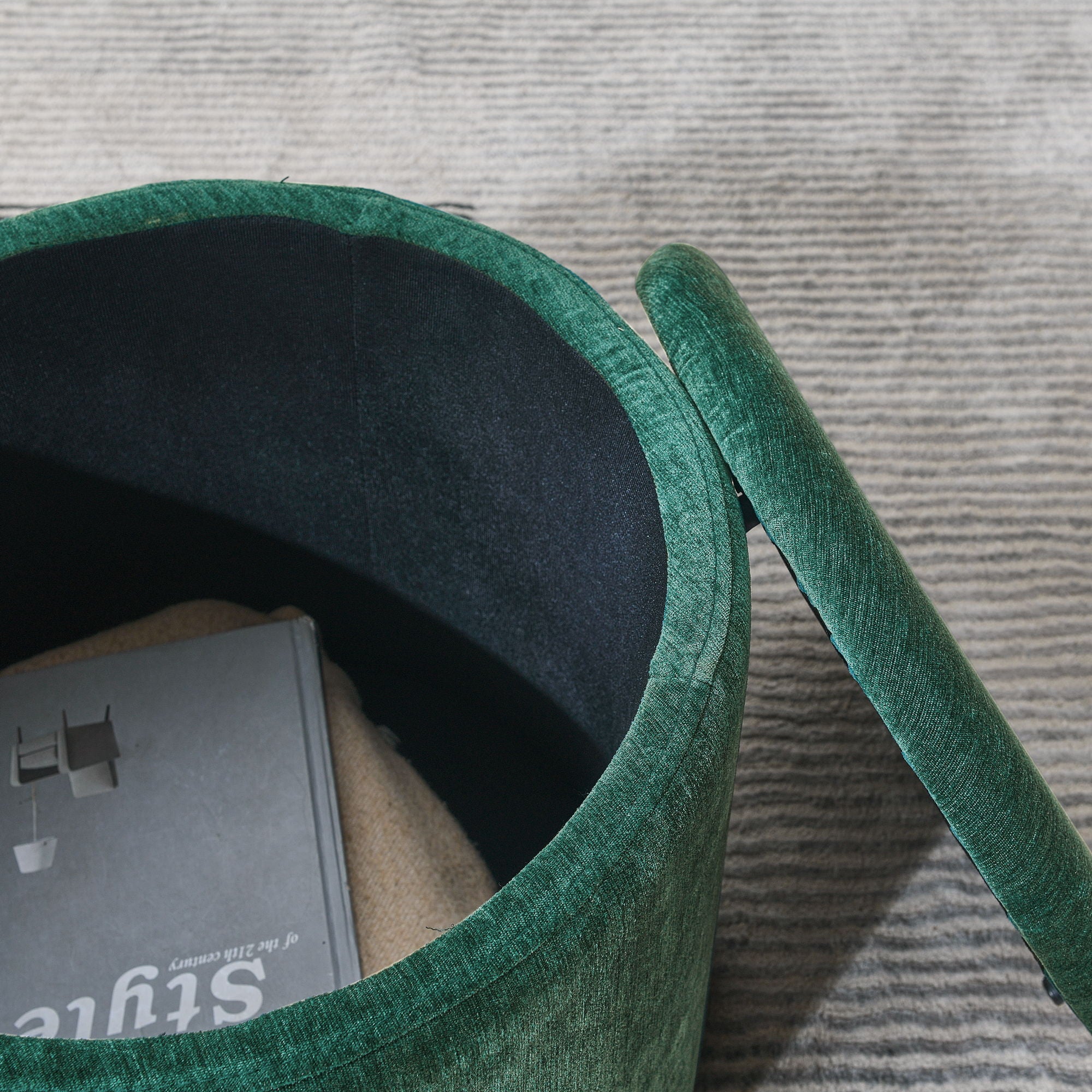 Classic 2 Piece Round Storage Ottoman Set With Drum Shaped Stool