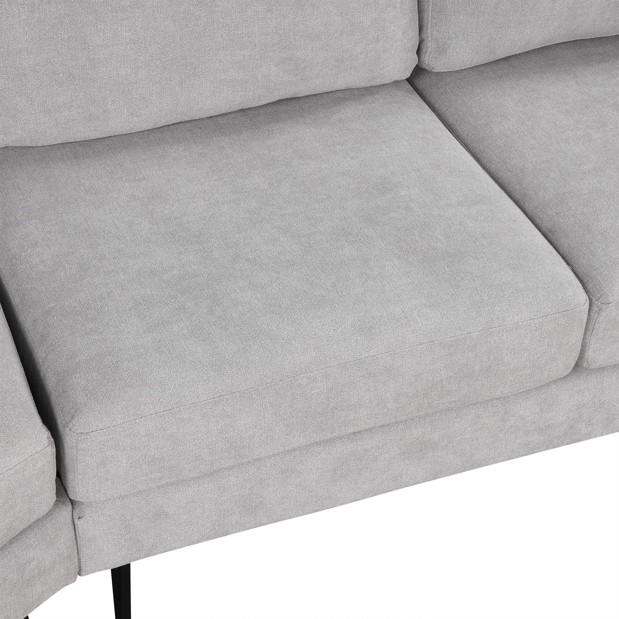 Upholstered 3 Seater Curved Sofa With Printed Pillows Chenille