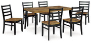 Signature Design by Ashley® Blondon - Brown / Black - Rectangular Drm Table Set (Set of 7) | Meri Furniture