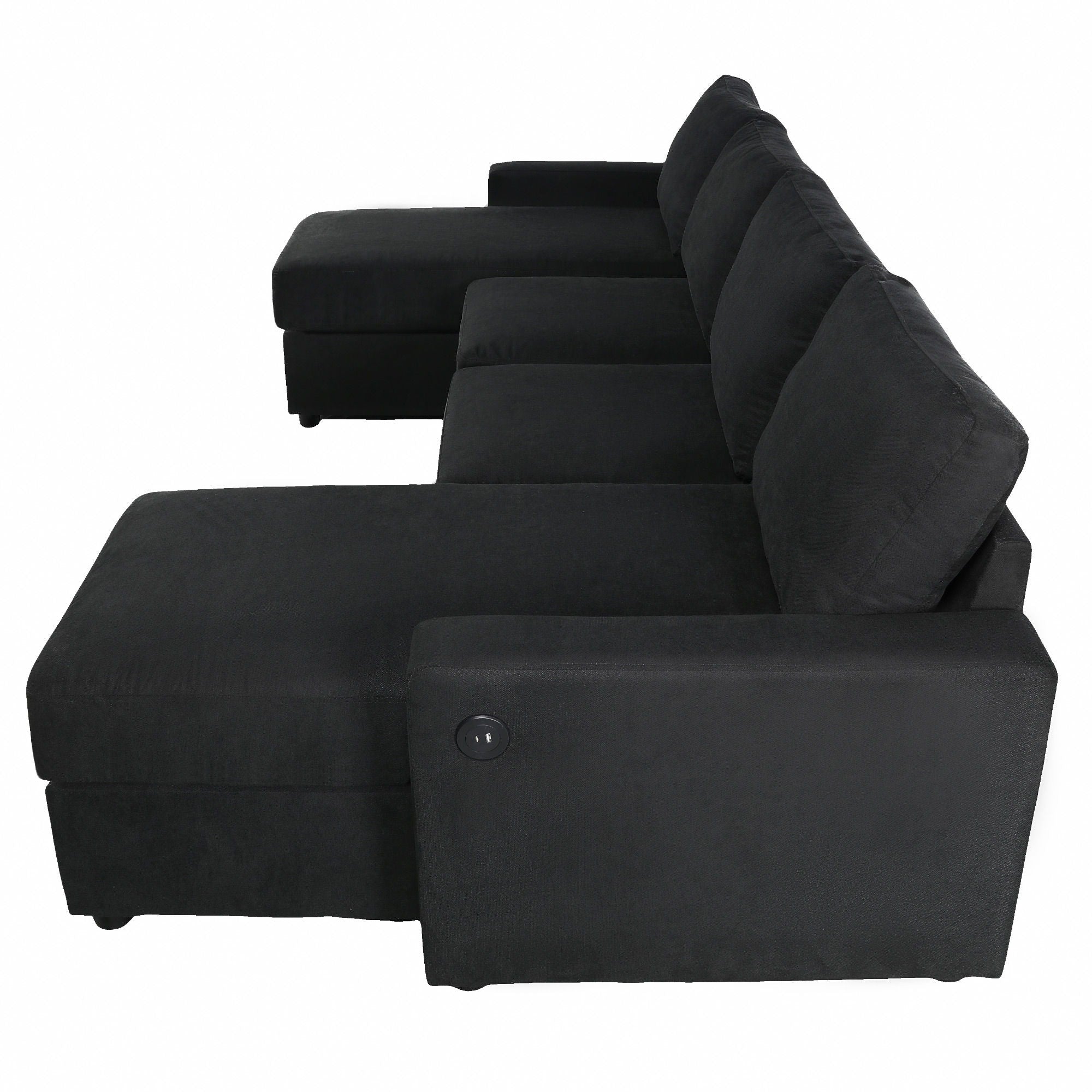 Convertible Sectional Sofa With Storage Chaise Lounges And USB Ports