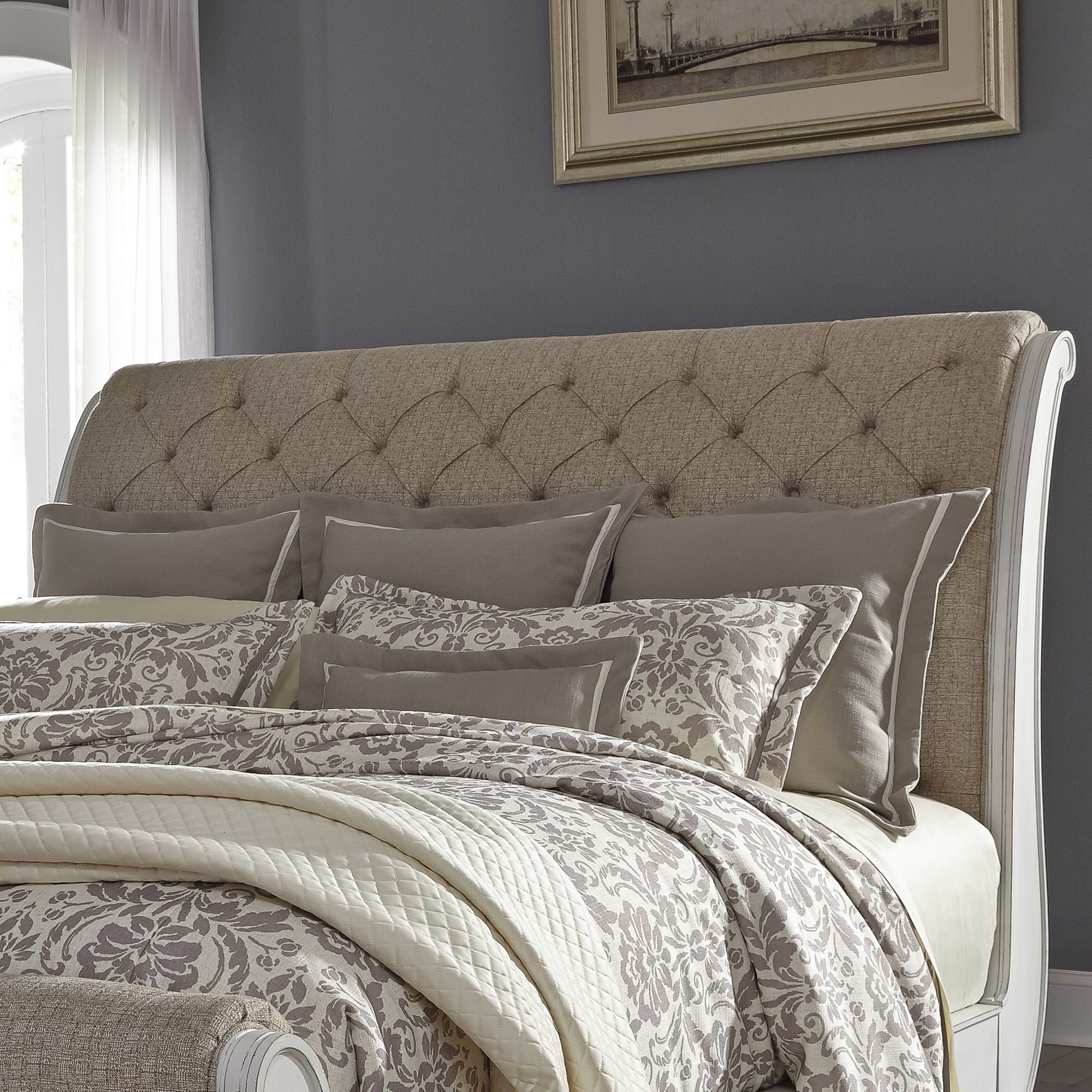 Liberty Furniture Abbey Park - Upholstered Sleigh Headboard | Meri Furniture