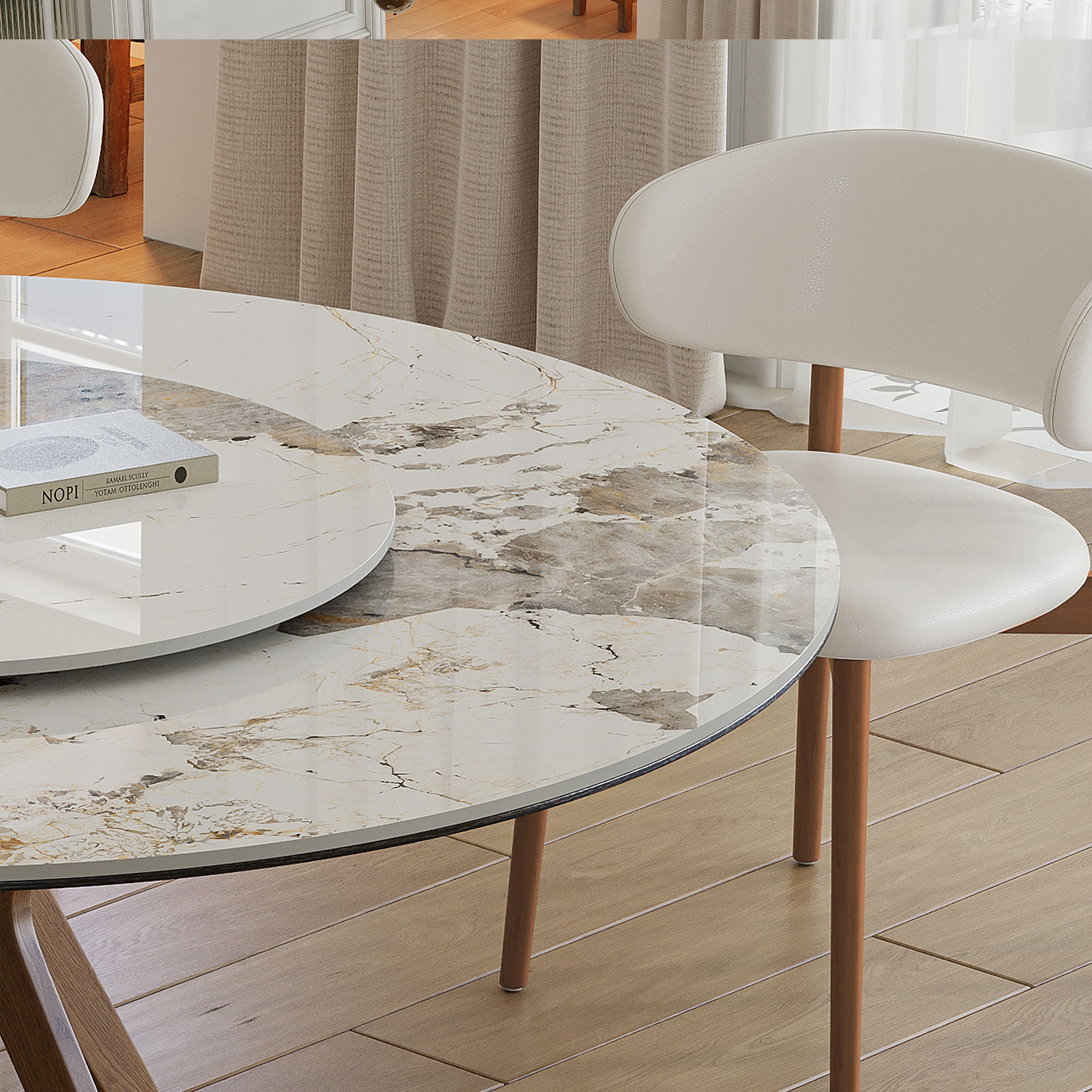 Modern Sintered Stone Dining Table Set With Chairs
