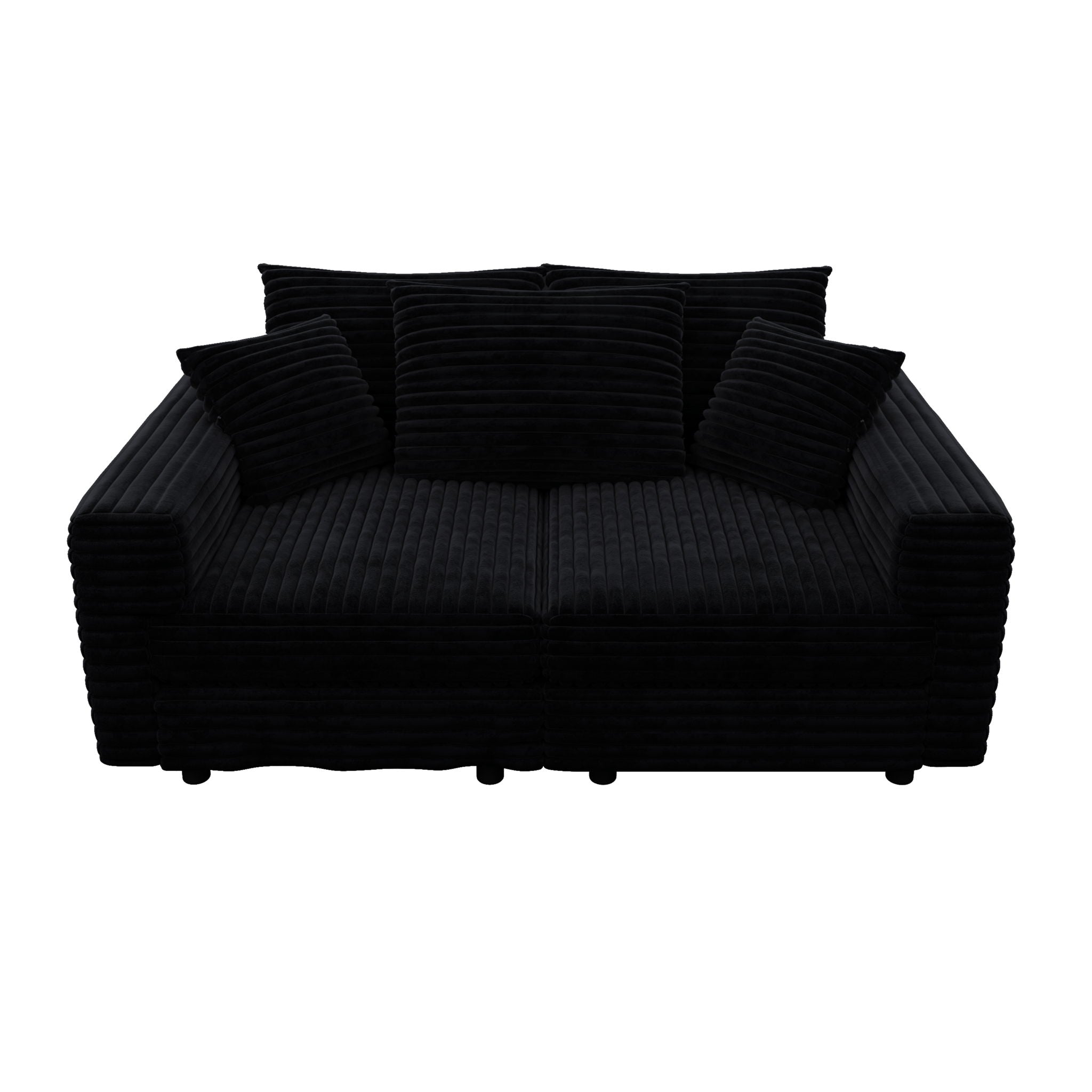 Plush Corduroy 4 Seat Sofa, Modern Comfy Upholstered Sofa Cloud Couch, Deep Seat Couches With Soft Pillows