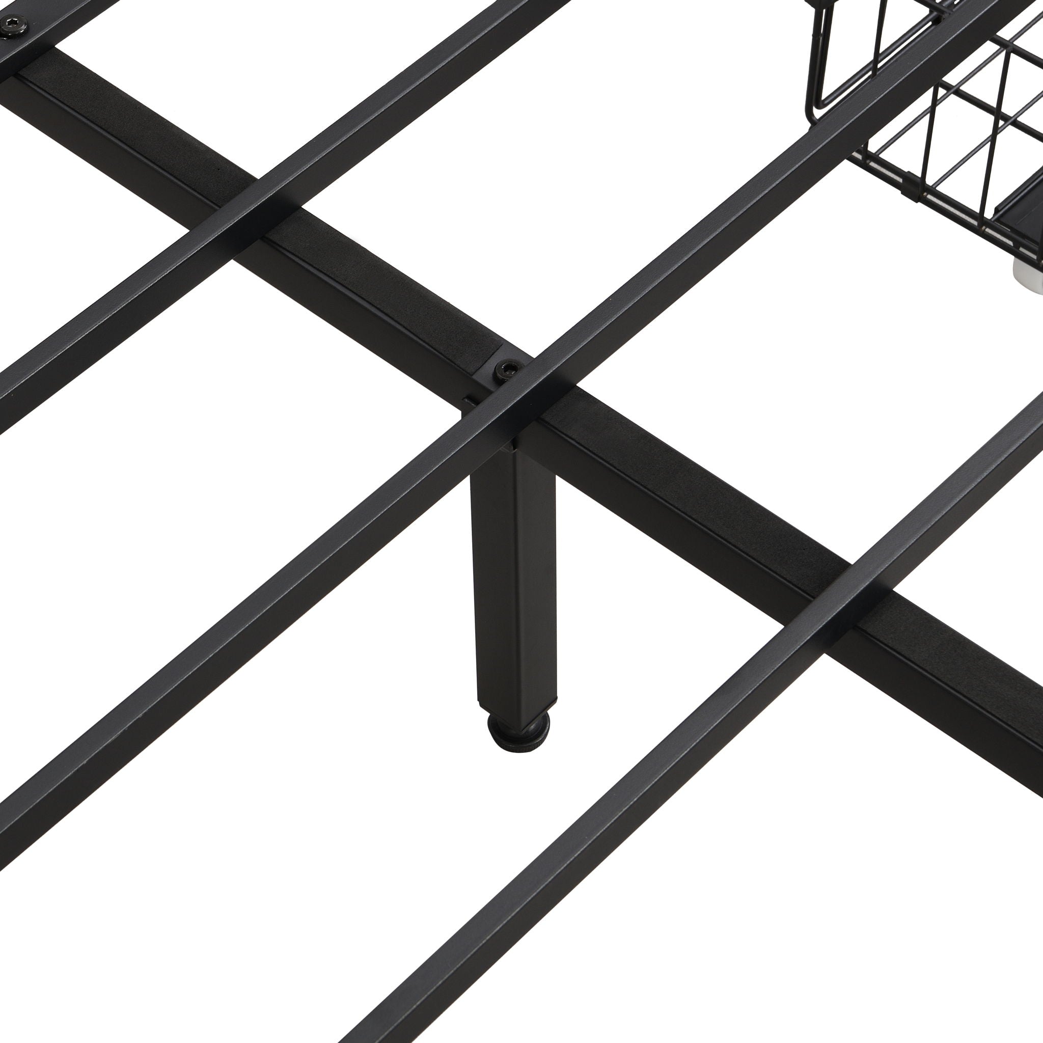 Modern Bed Frame With LED Lights, Upholstered Headboard, USB Charging