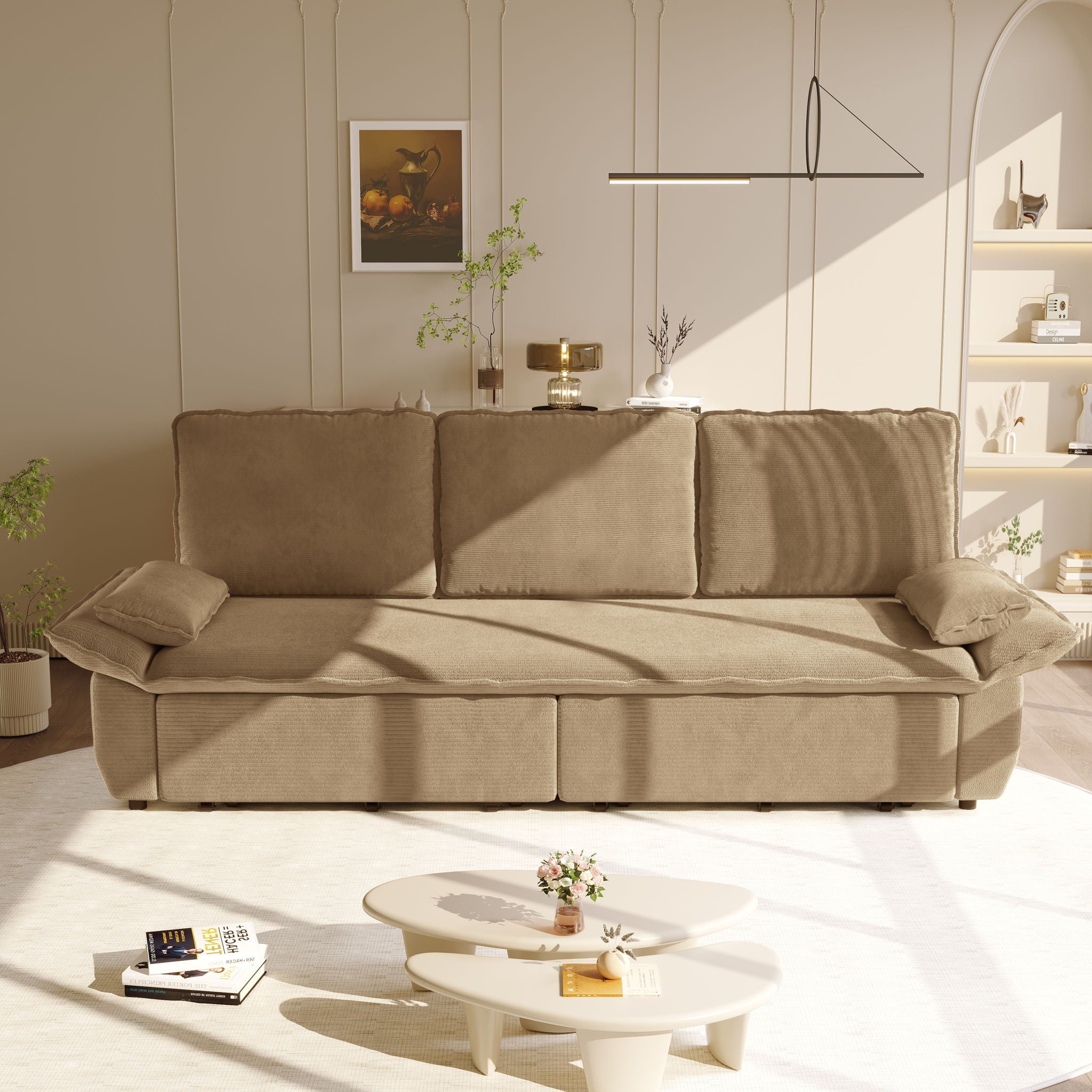 King Size Pull Out Sofa Bed, 3 In 1 Convertible Multifunctional