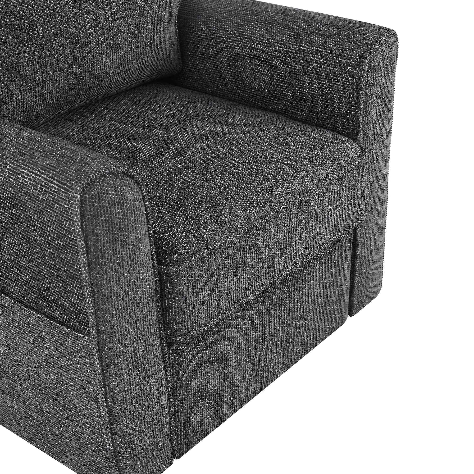 360° Swivel Accent Barrel Armchair With Side Pockets, Compact Design