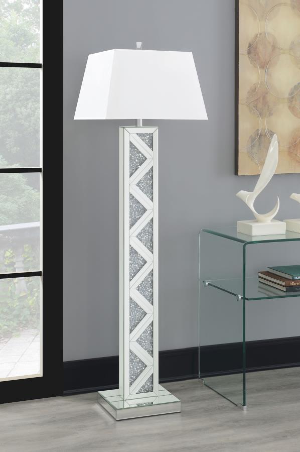 Coaster Fine Furniture Carmen - Empire Mirrored Acrylic Floor Lamp - Silver | Meri Furniture