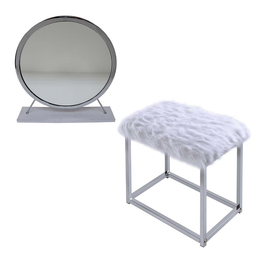 ACME Adao - Vanity Mirror - Faux Fur, Mirror | Meri Furniture