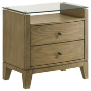 Coaster Fine Furniture Granada - 2-Drawer Glass Top Nightstand - Natural Pine | Meri Furniture