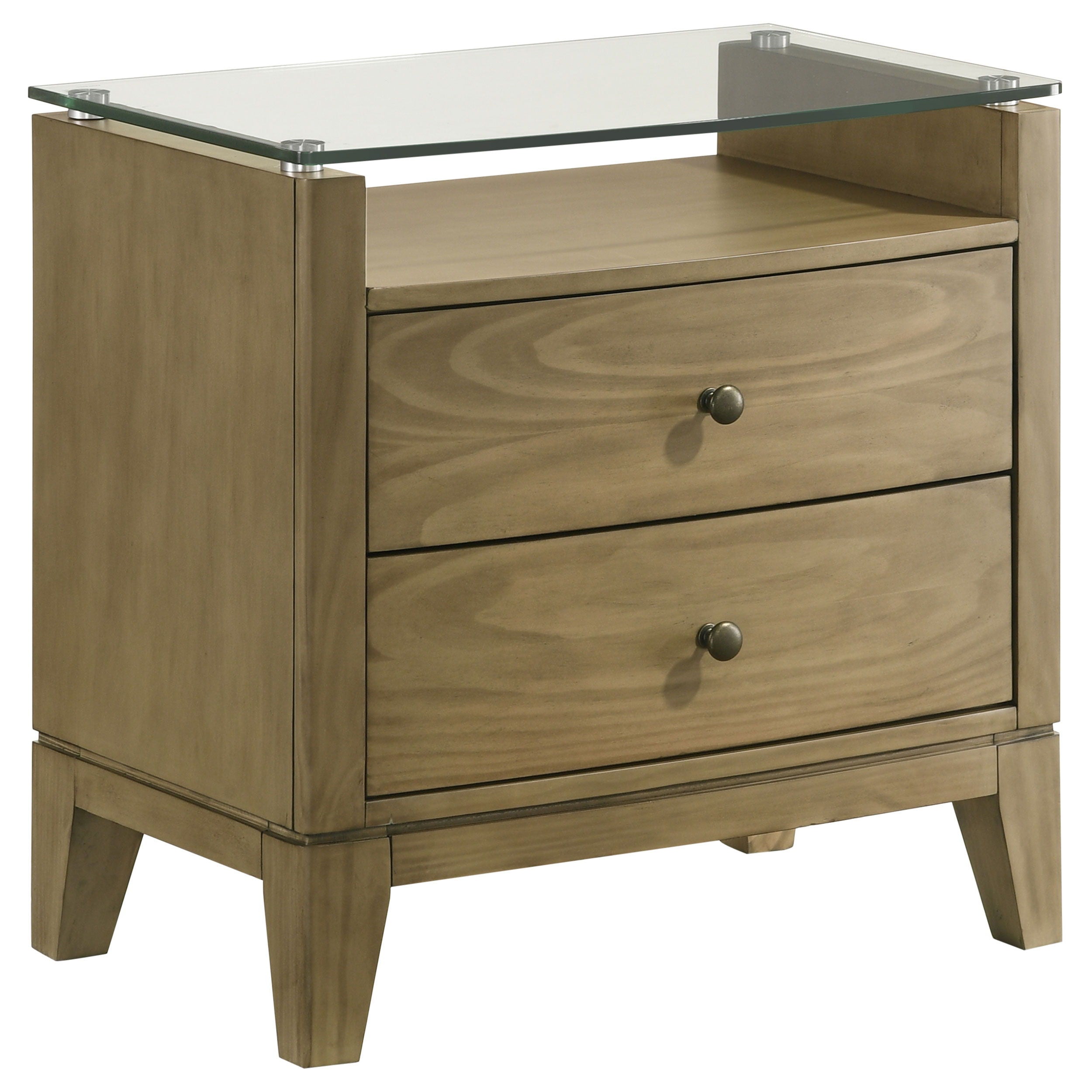 Coaster Fine Furniture Granada - 2-Drawer Glass Top Nightstand - Natural Pine | Meri Furniture