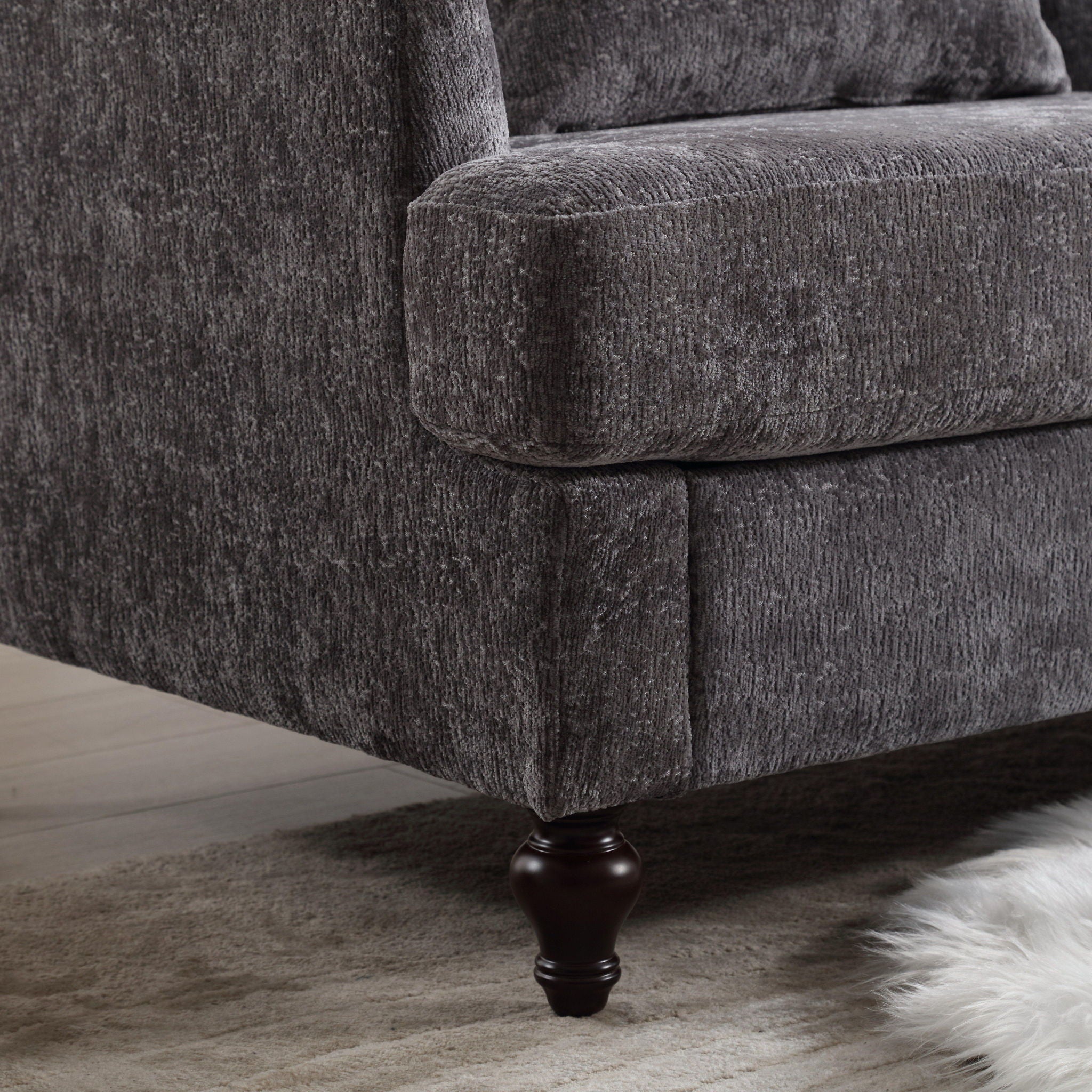 Mid Century Modern Fabric Loveseat Sofa, 2 Seat Upholstered Couch