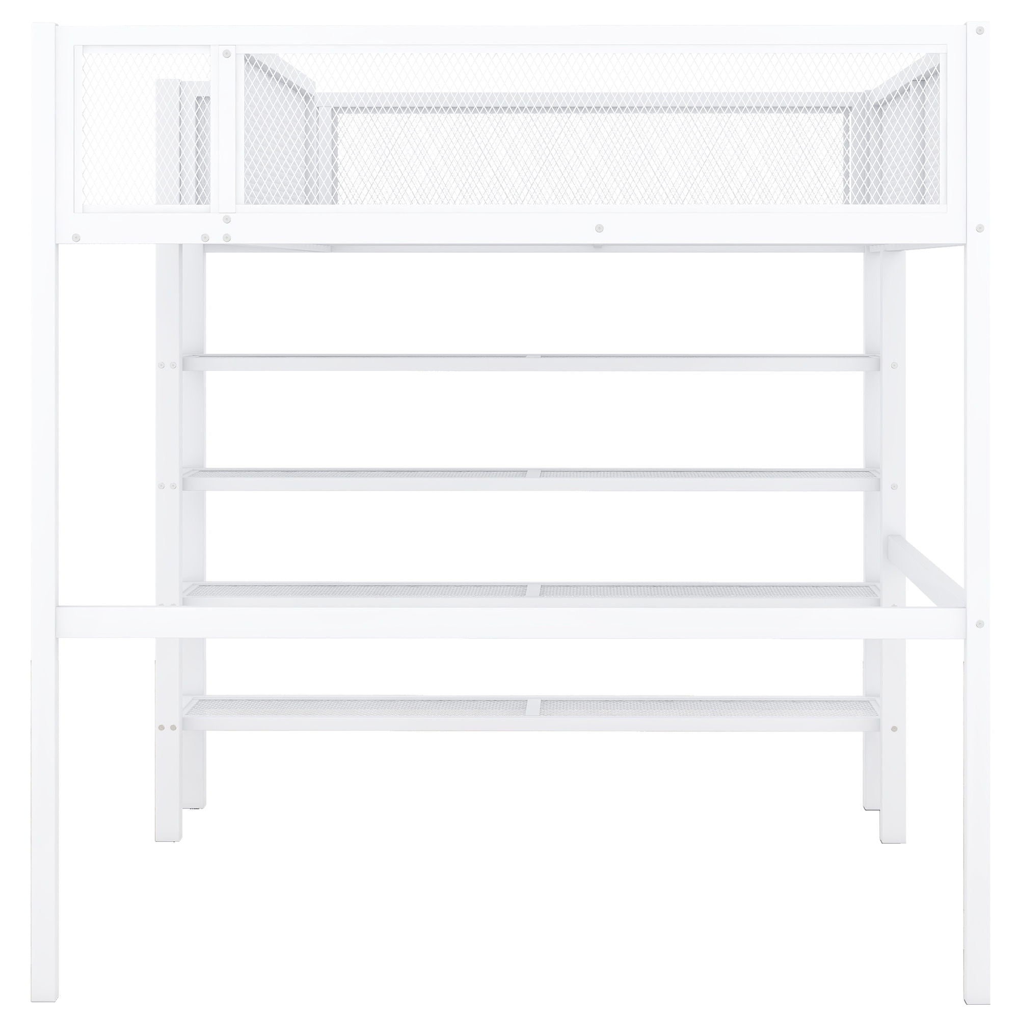 Loft Bed With 4 Tier Shelves And Storage