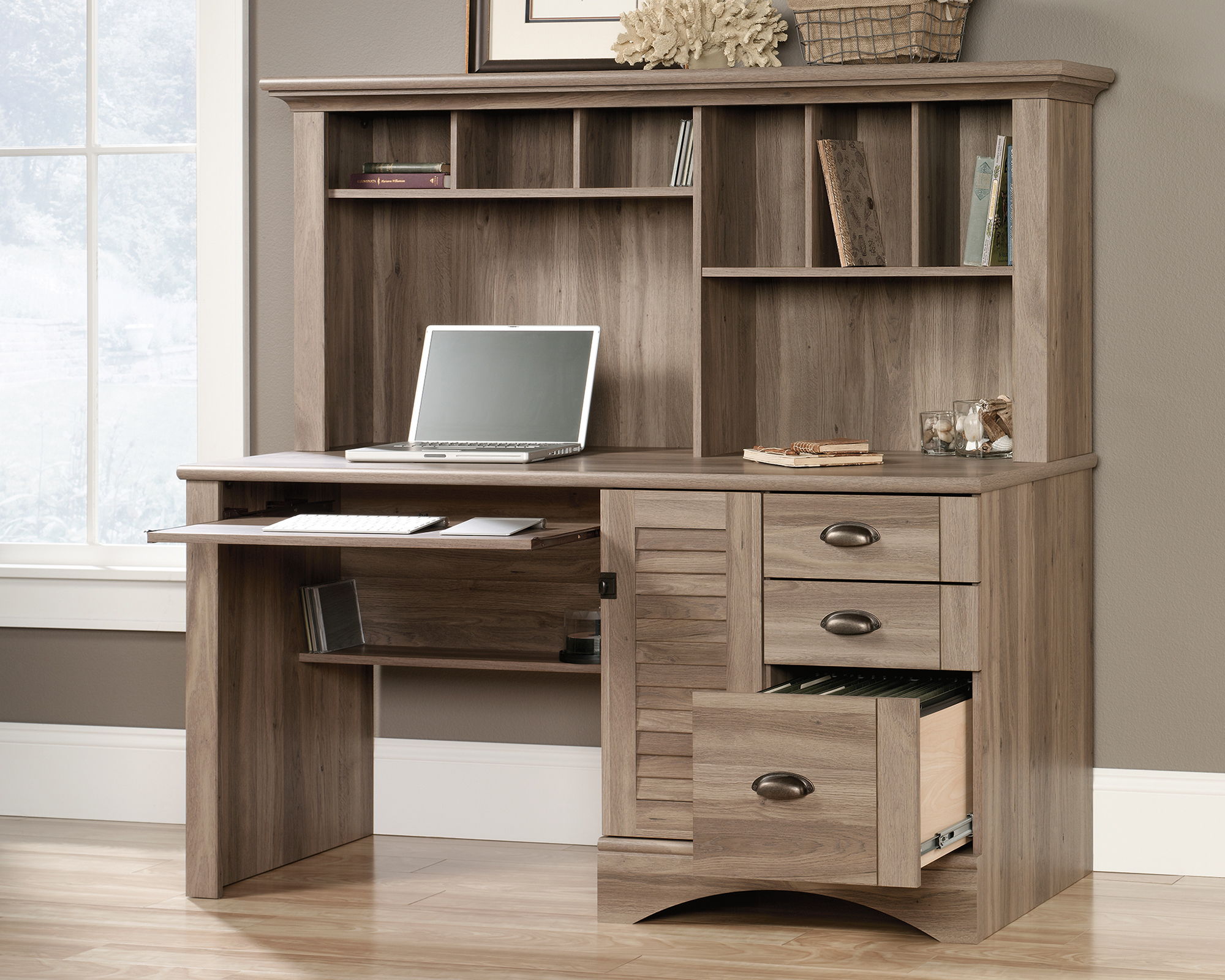 Computer Desk With Hutch Salt Oak