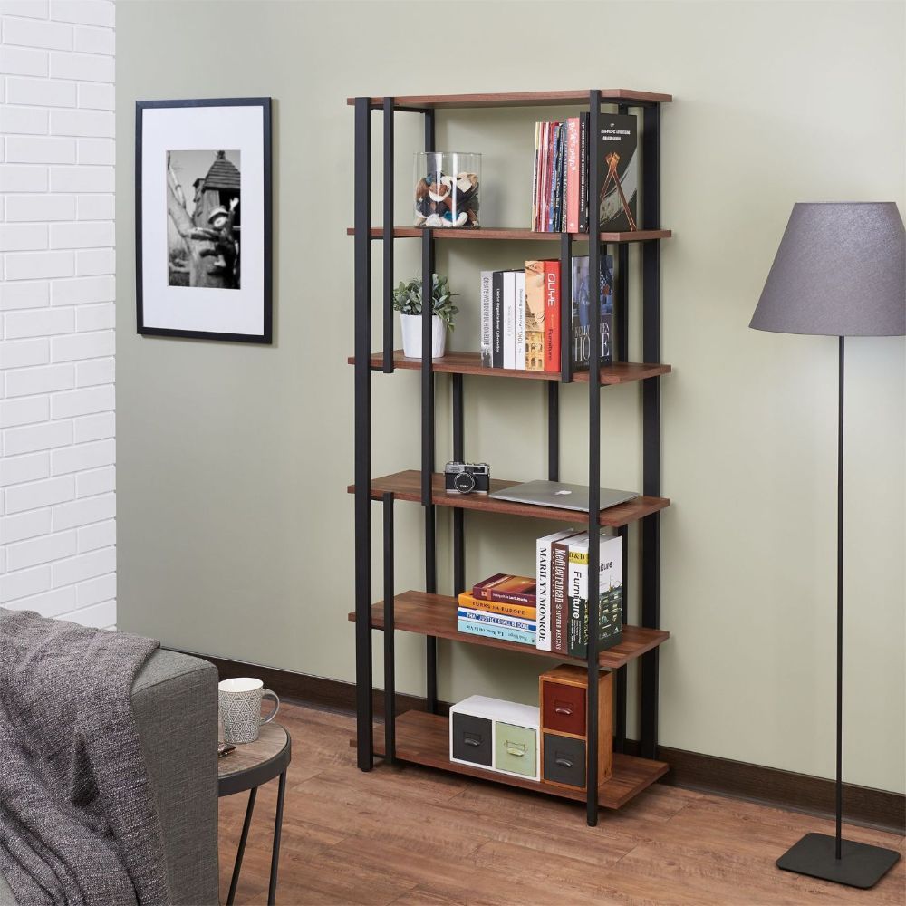 ACME Sara - Bookshelf - Walnut & Sandy Black | Meri Furniture