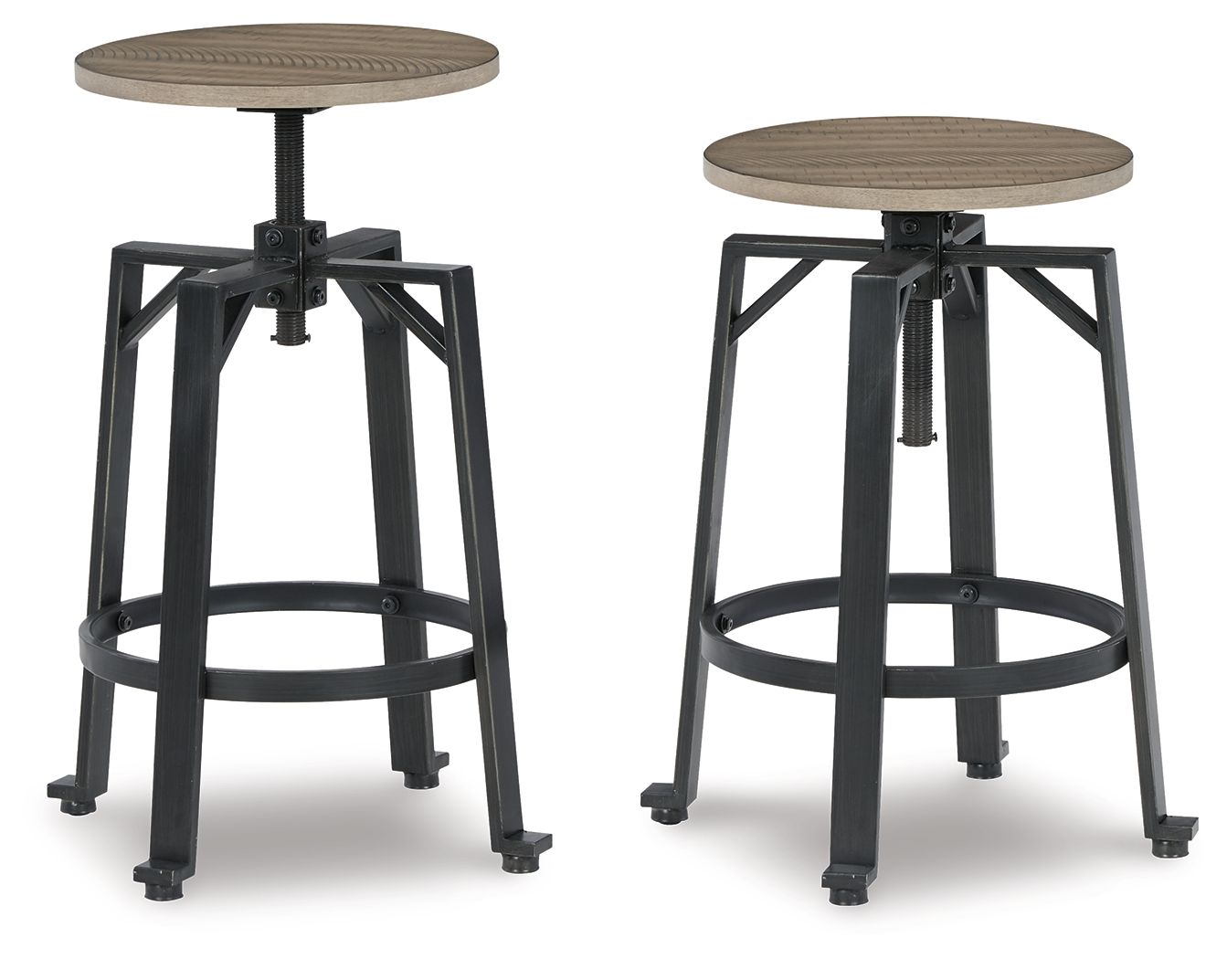 Signature Design by Ashley® Lesterton - Light Brown / Black - Swivel Stool (Set of 2) | Meri Furniture