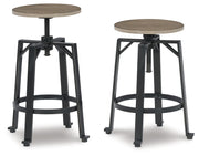 Signature Design by Ashley® Lesterton - Light Brown / Black - Swivel Stool (Set of 2) | Meri Furniture