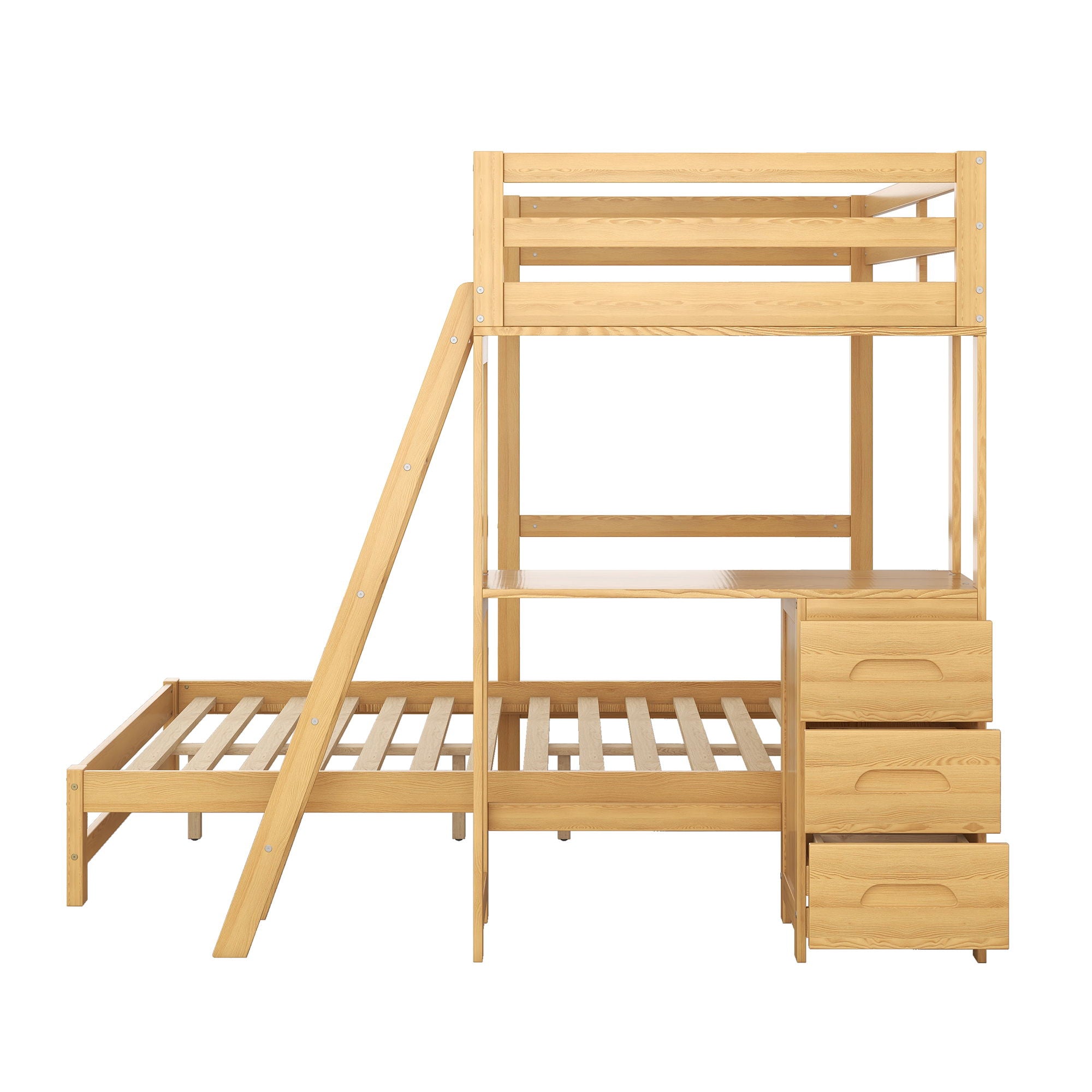Bunk Bed With Built In Desk And 3 Drawers