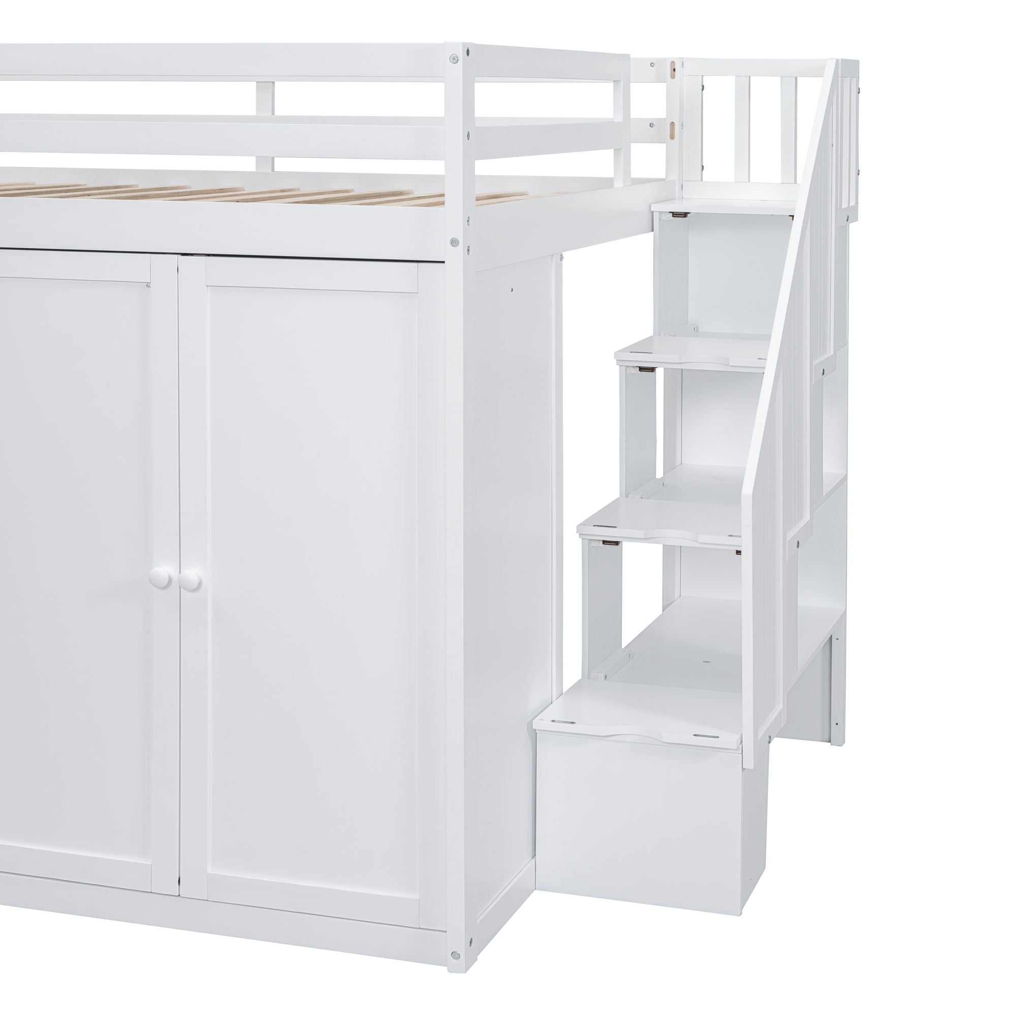 Loft Bed With Built In Wardrobes, Cabinets And Drawers