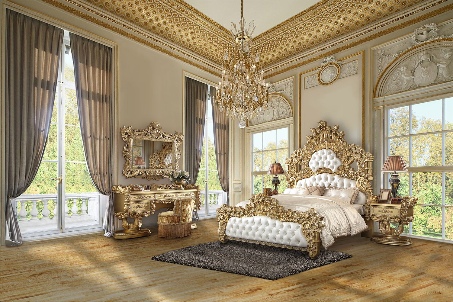 ACME Bernadette - Stool - Gold Velvet | Meri Furniture