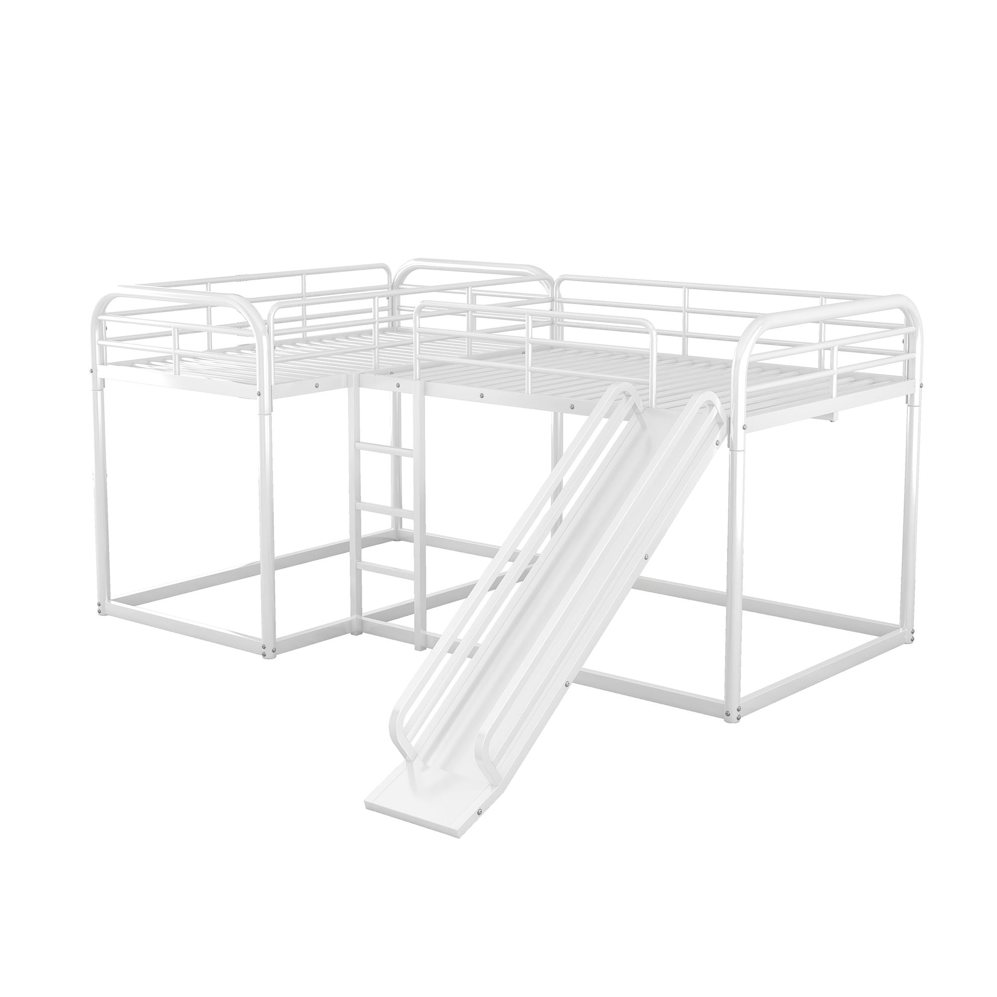 L Shaped Bunk Bed With Slide And Short Ladder