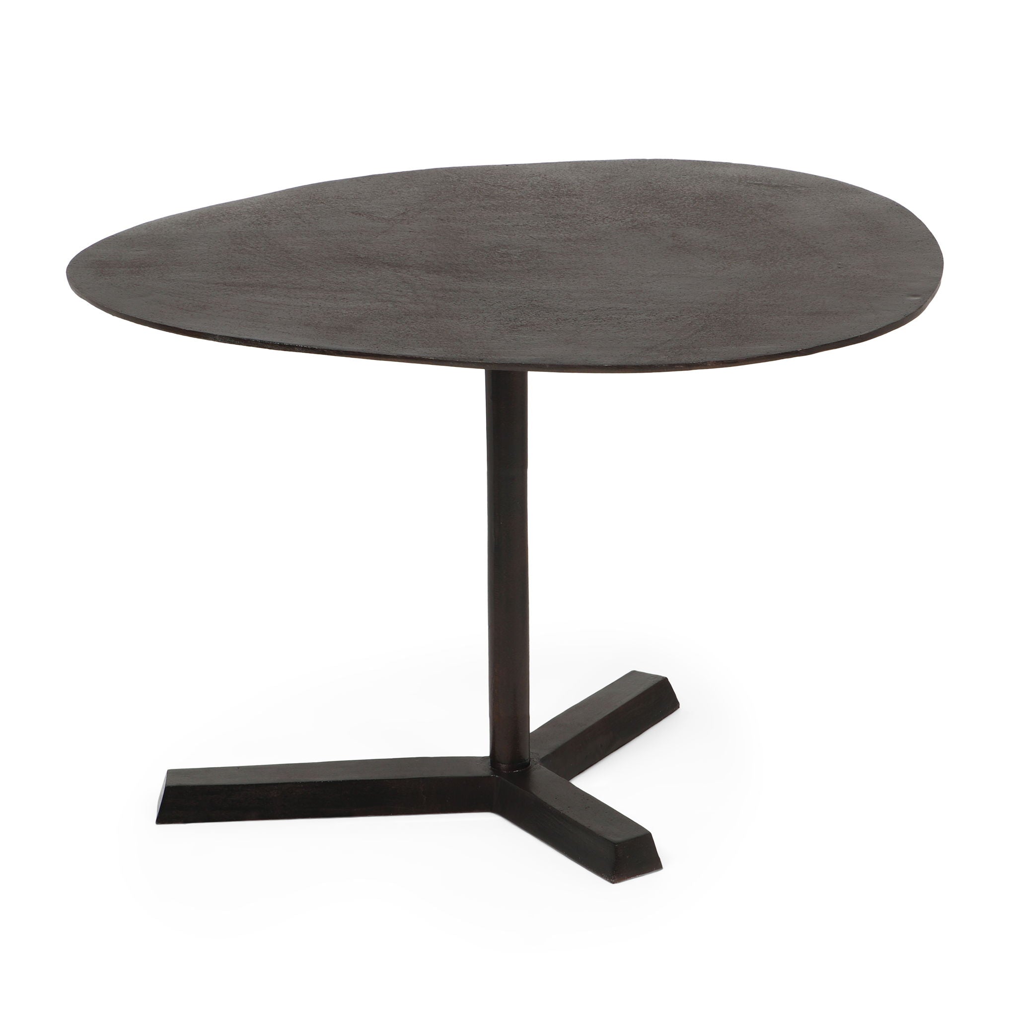 Industrial Style Elliptical Side Table With Aluminum Frame - Bronze