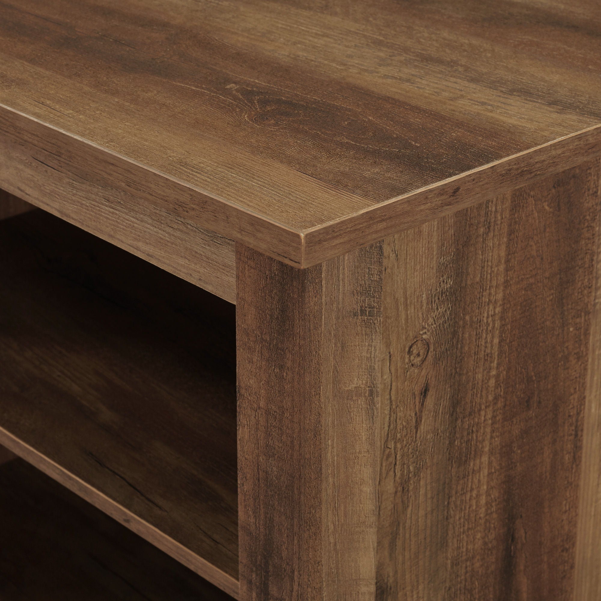 Modern Transitional 3 Shelf Open Storage TV Stand