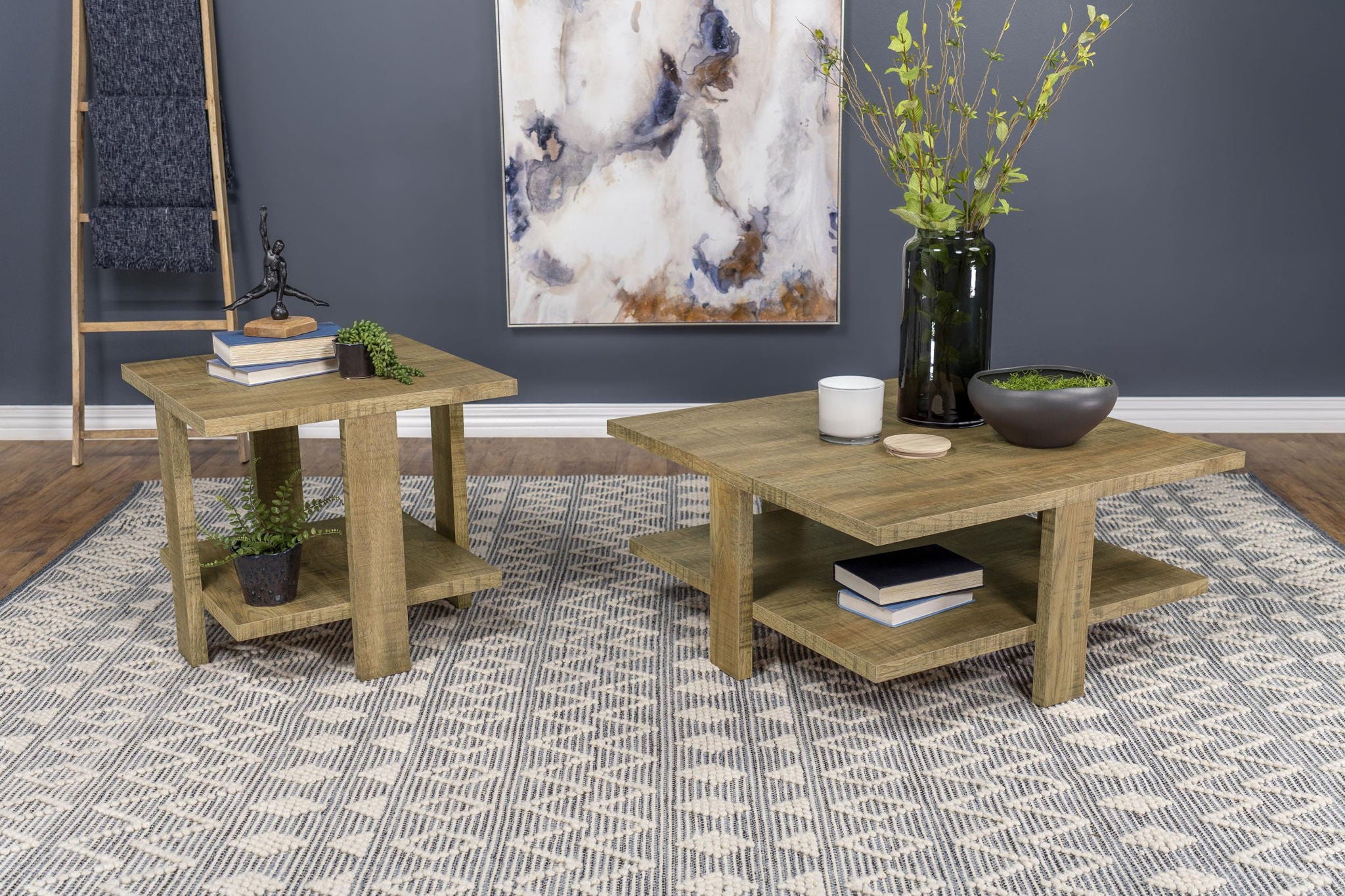 Dawn 2-piece Round Coffee and End Table Set Mango Brown