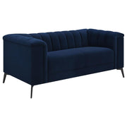 Coaster Fine Furniture Chalet - Upholstered Tuxedo Arm Tufted Loveseat - Blue | Meri Furniture