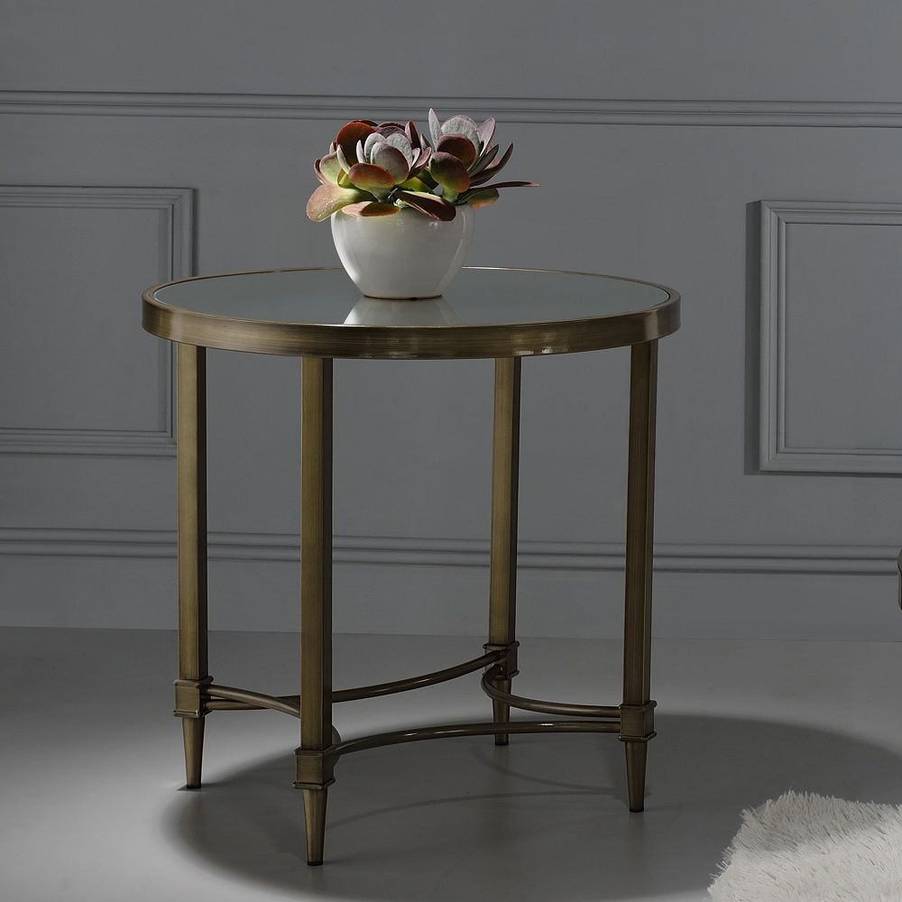 ACME Aditya - End Table - Antique Brass | Meri Furniture