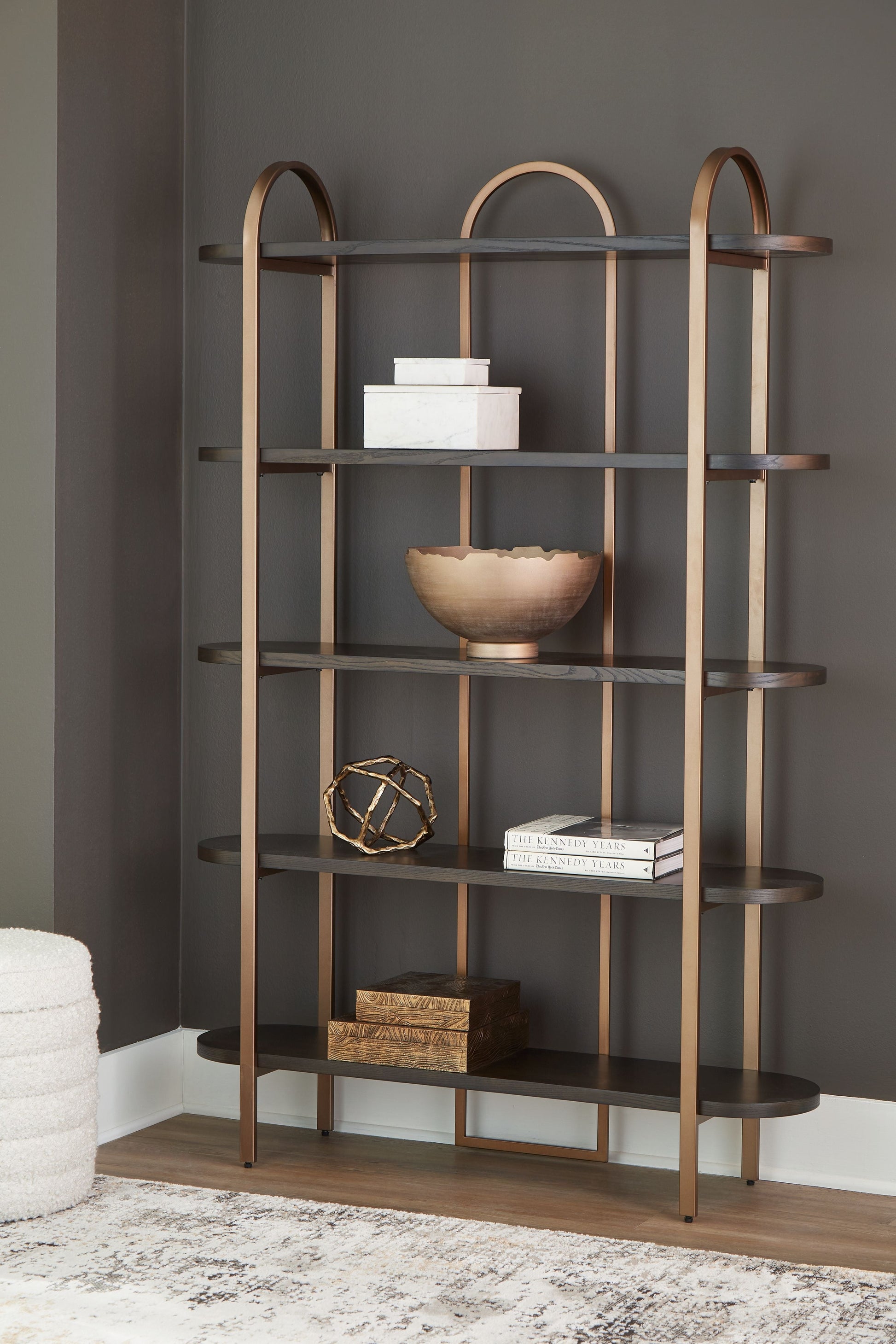Signature Design by Ashley® Brentmour - Brown / Gold Finish - Bookcase | Meri Furniture