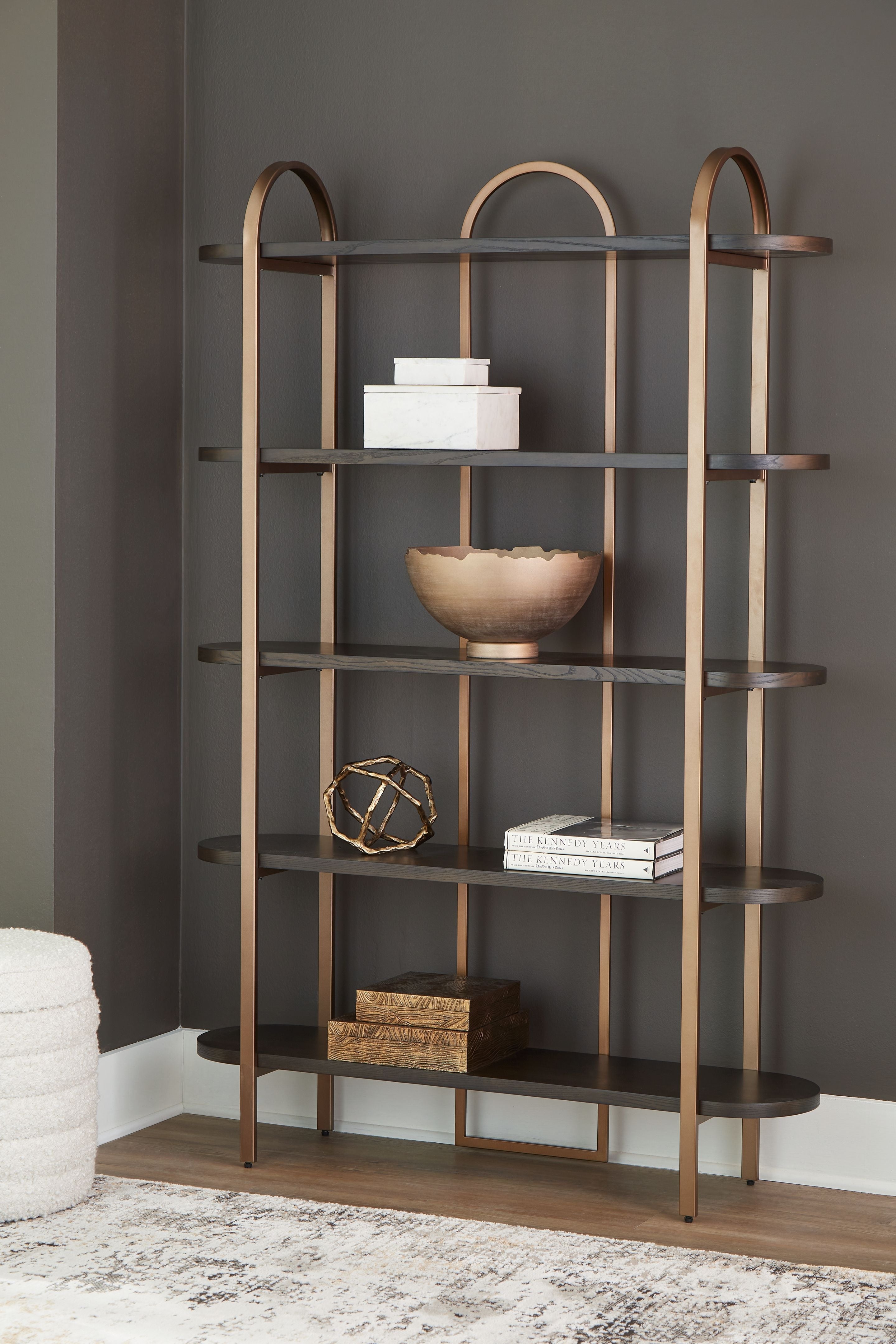 Signature Design by Ashley® Brentmour - Brown / Gold Finish - Bookcase | Meri Furniture