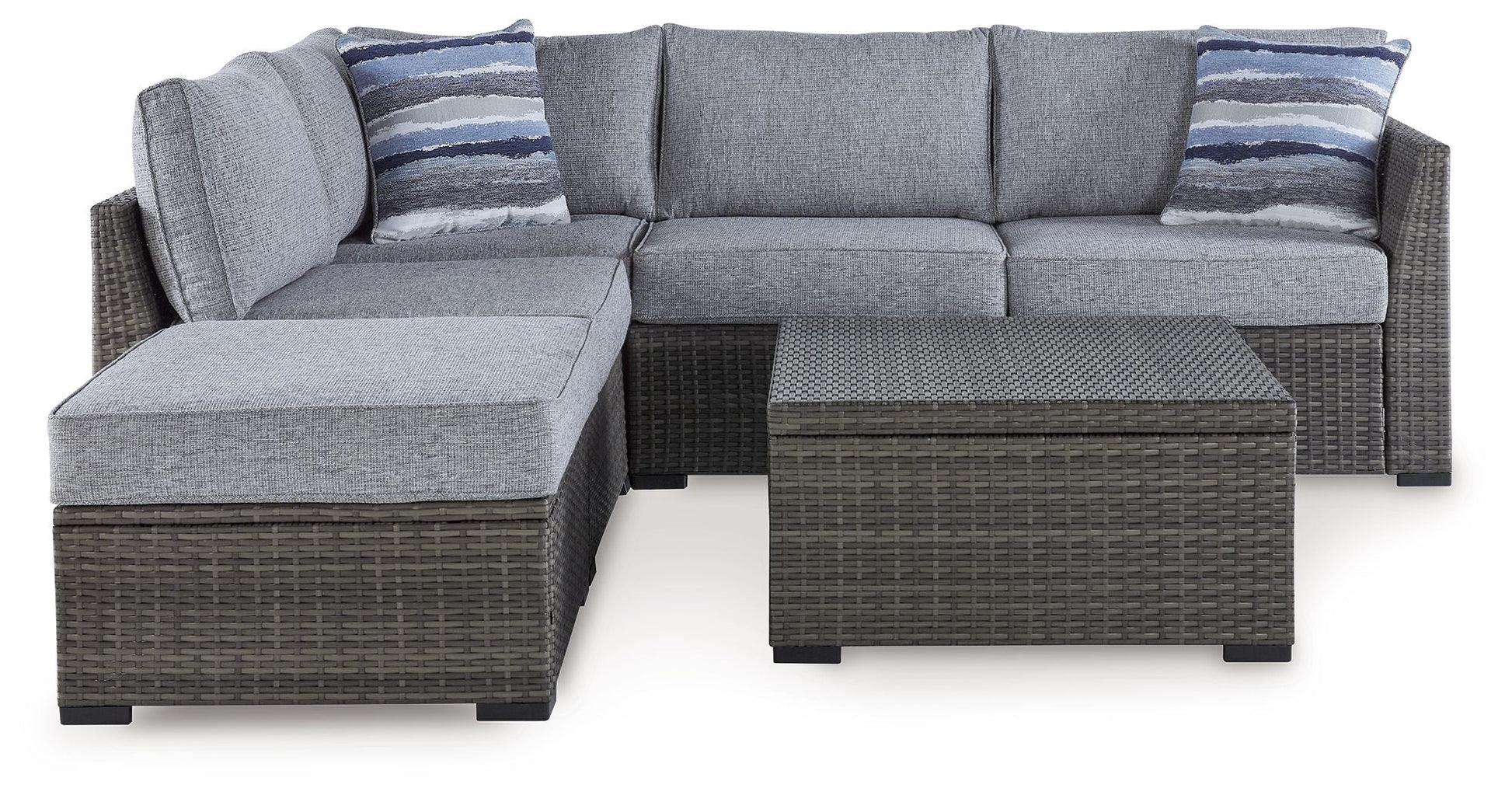 Signature Design by Ashley® Petal Road - Gray - Loveseat Sectional, Ottoman, Table Set (Set of 4) | Meri Furniture